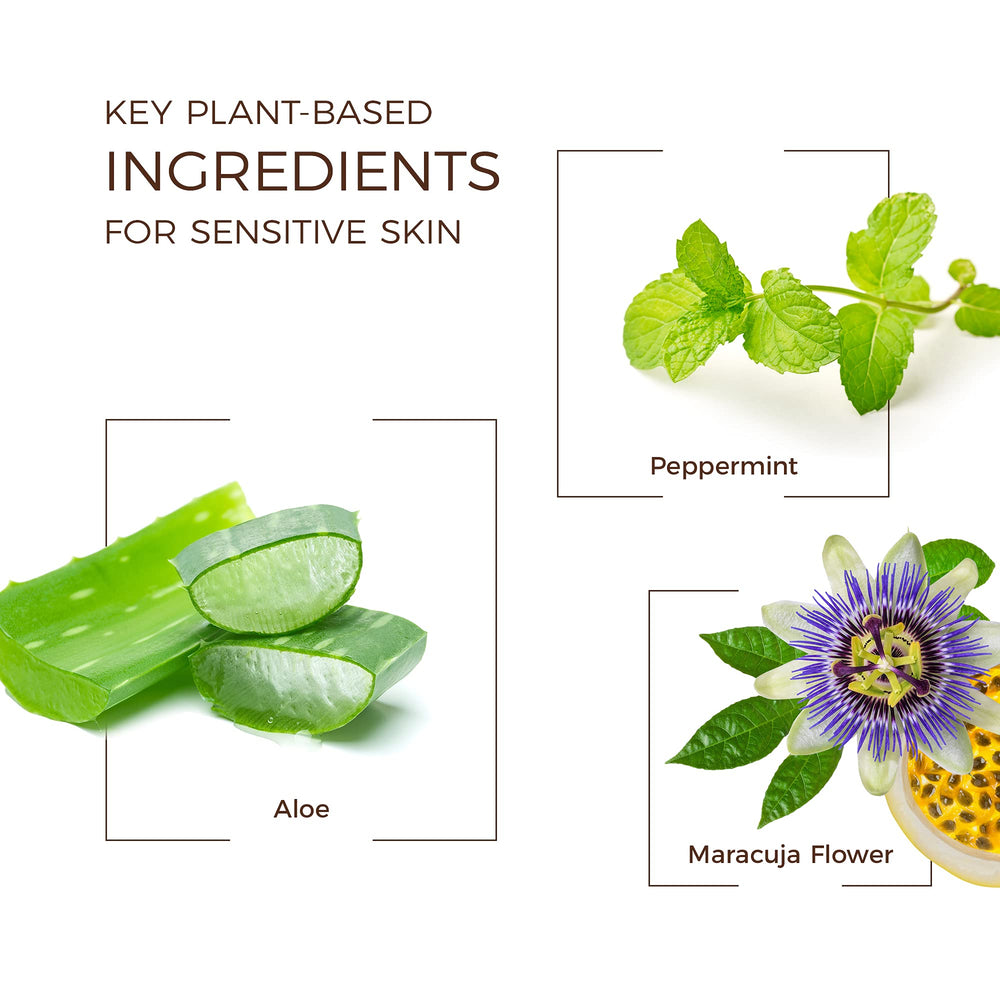 Babo Botanicals etiqueta con lista de ingredientes botánicos y beneficios