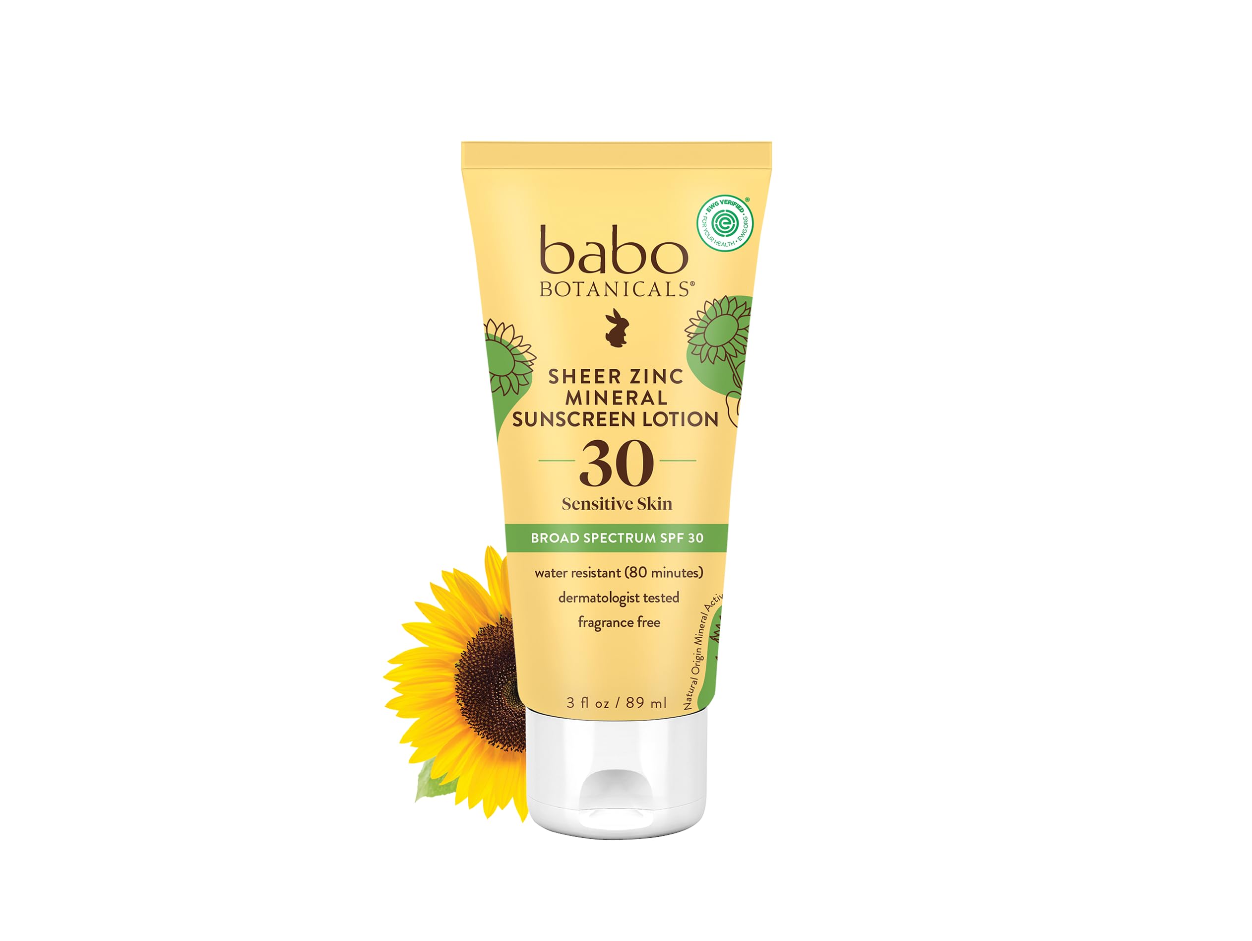 Babo Botanicals frasco frontal mostrando el protector SPF30 y beneficio claridad