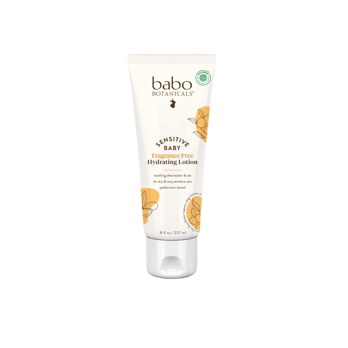 Babo Botanicals envase frontal mostrando diseño y uso para piel sensible