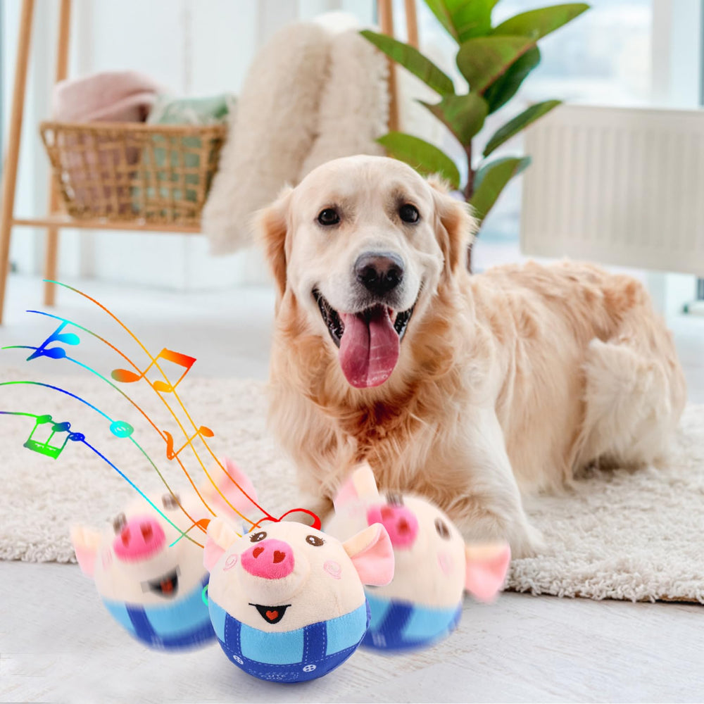 BABORUI cerdito en sala con perro feliz mostrando entretenimiento y reducción de estrés
