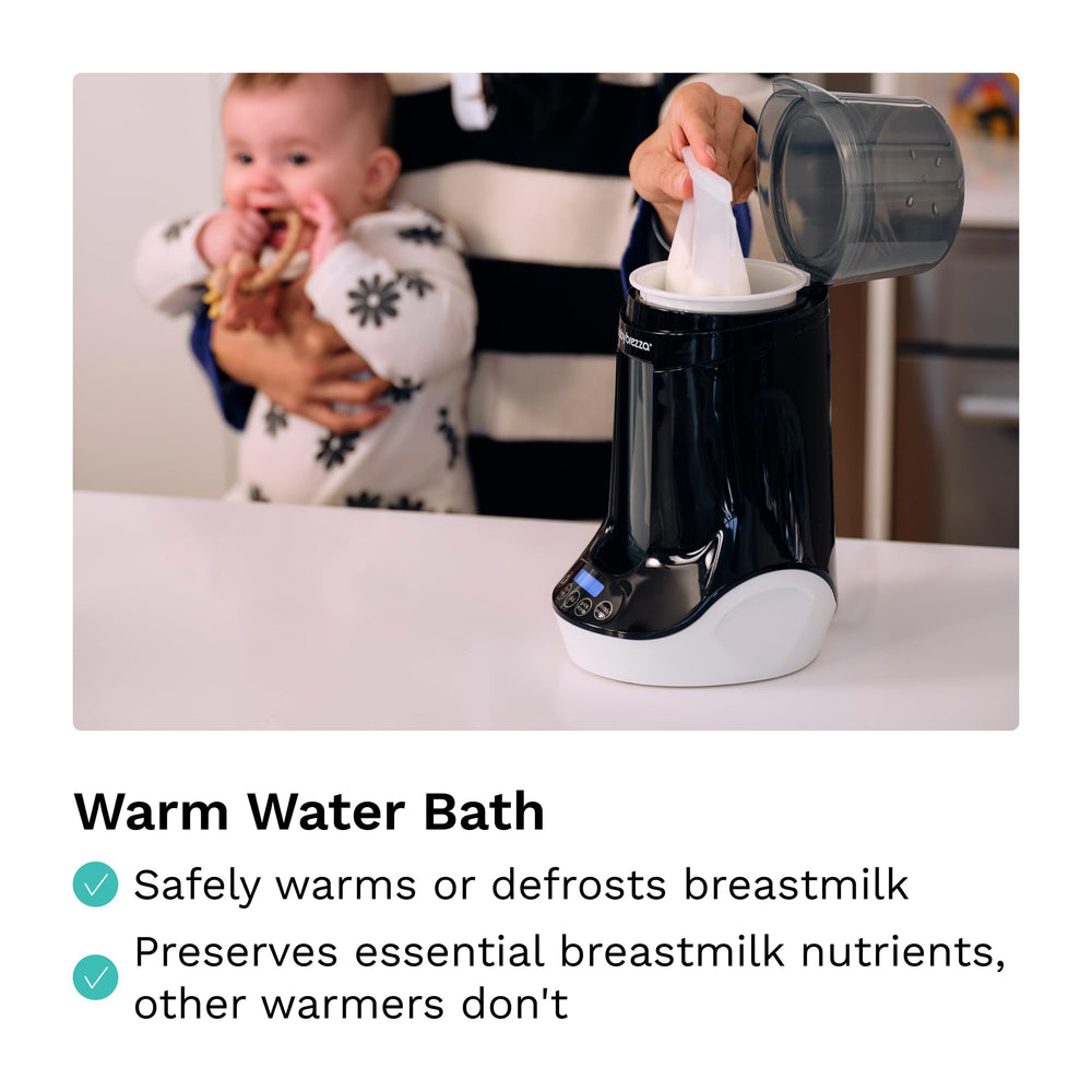 Baby Brezza calentando bolsa de leche para descongelado suave y controlado