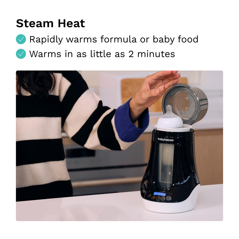 Baby Brezza calentando frasco de comida para bebé rápidamente y sin esfuerzo