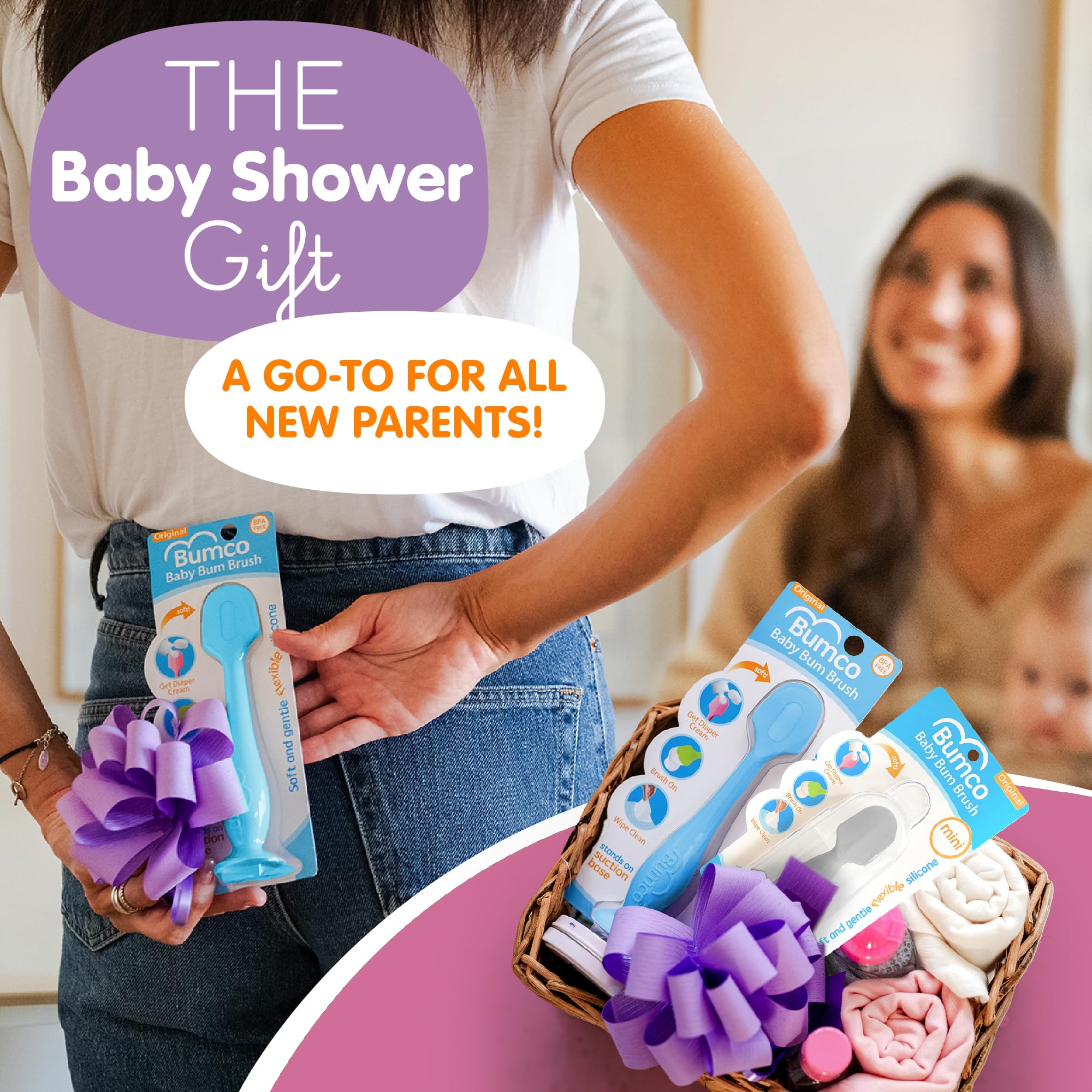 Baby Bum Brush uso durante cambio de pañal, aplicación controlada y sin manos sucias