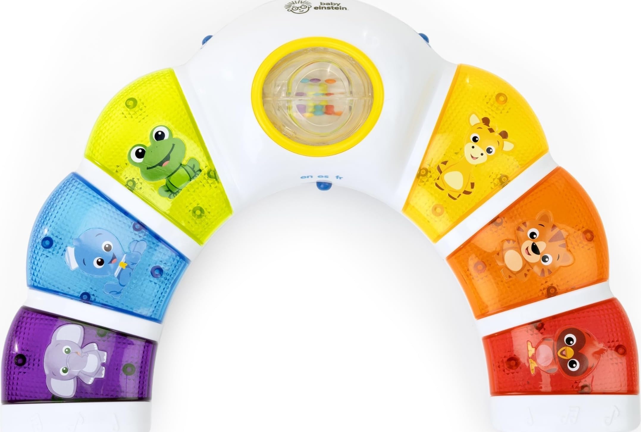 Baby Einstein barra frontal empaquetada mostrando color y melodías para estimulación