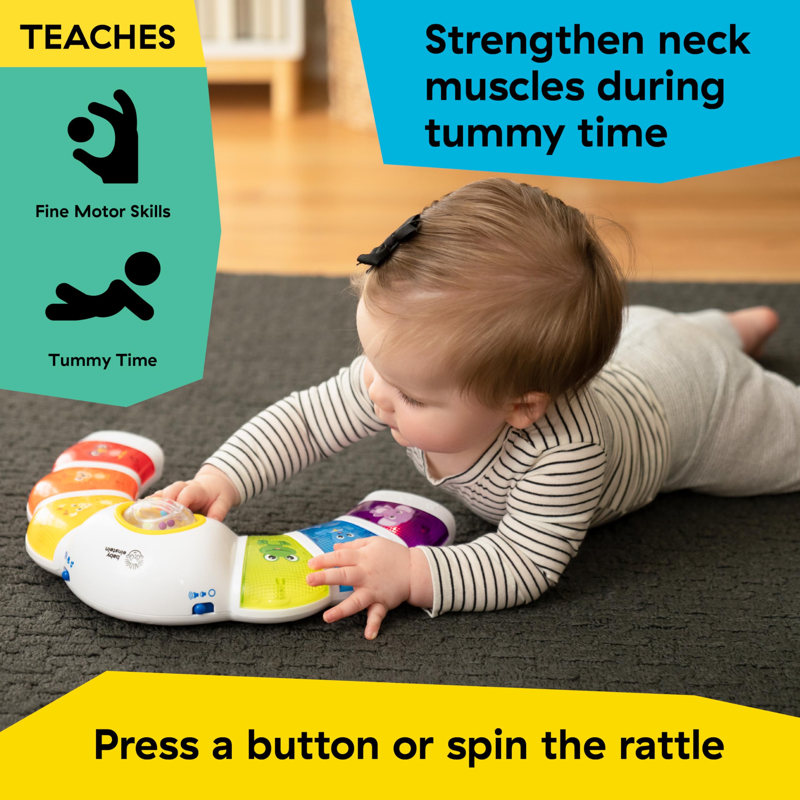 Baby Einstein manos de bebé pulsando botones para causa y efecto interactivo