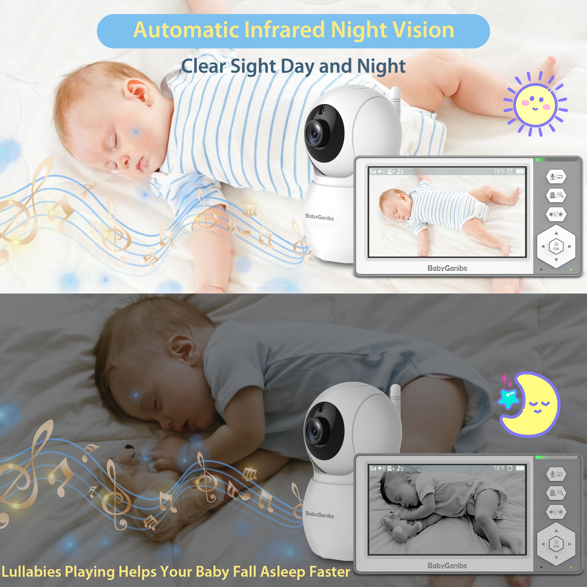 Baby Ganibs visión nocturna en cuna sin molestar el sueño
