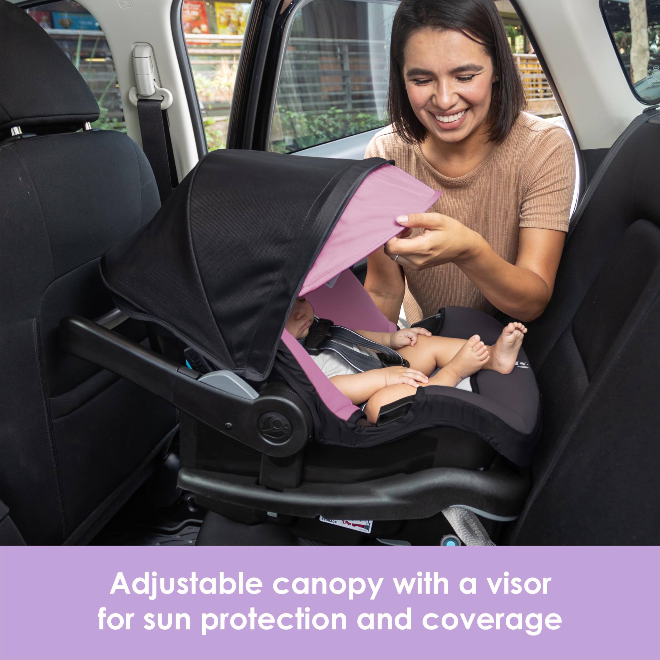 Baby Trend comparación de tamaño mostrando escala y facilidad de transporte