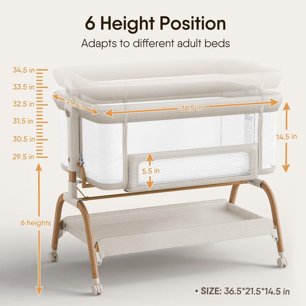 BabyBond moisés beige en habitación mostrando tamaño y estilo neutral