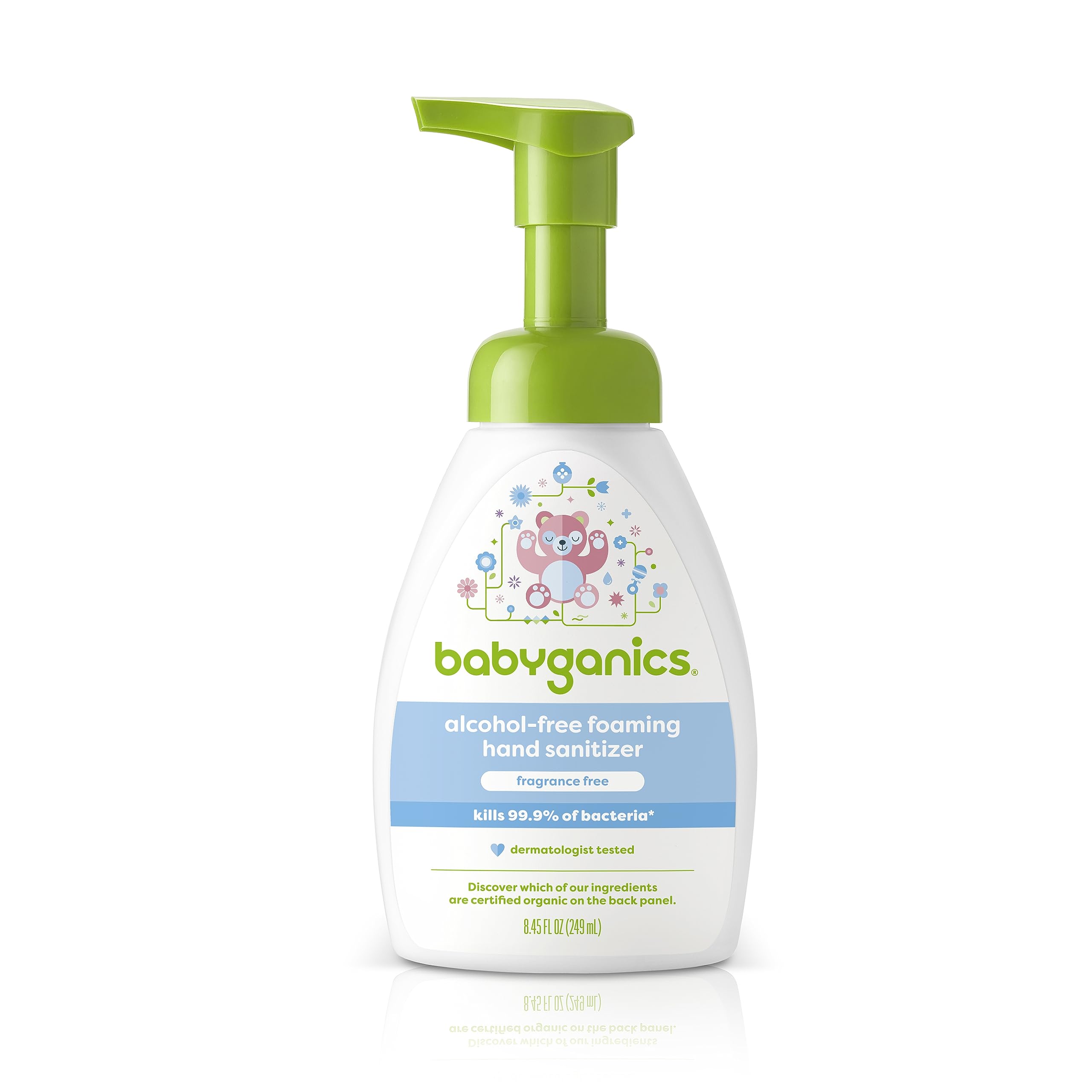 BabyGanics envase frontal sin fragancia, limpieza suave y rápida