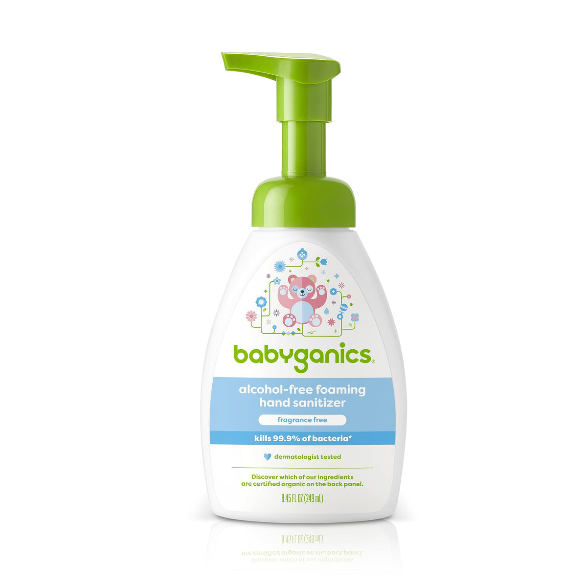 BabyGanics envase frontal sin fragancia, limpieza suave y rápida