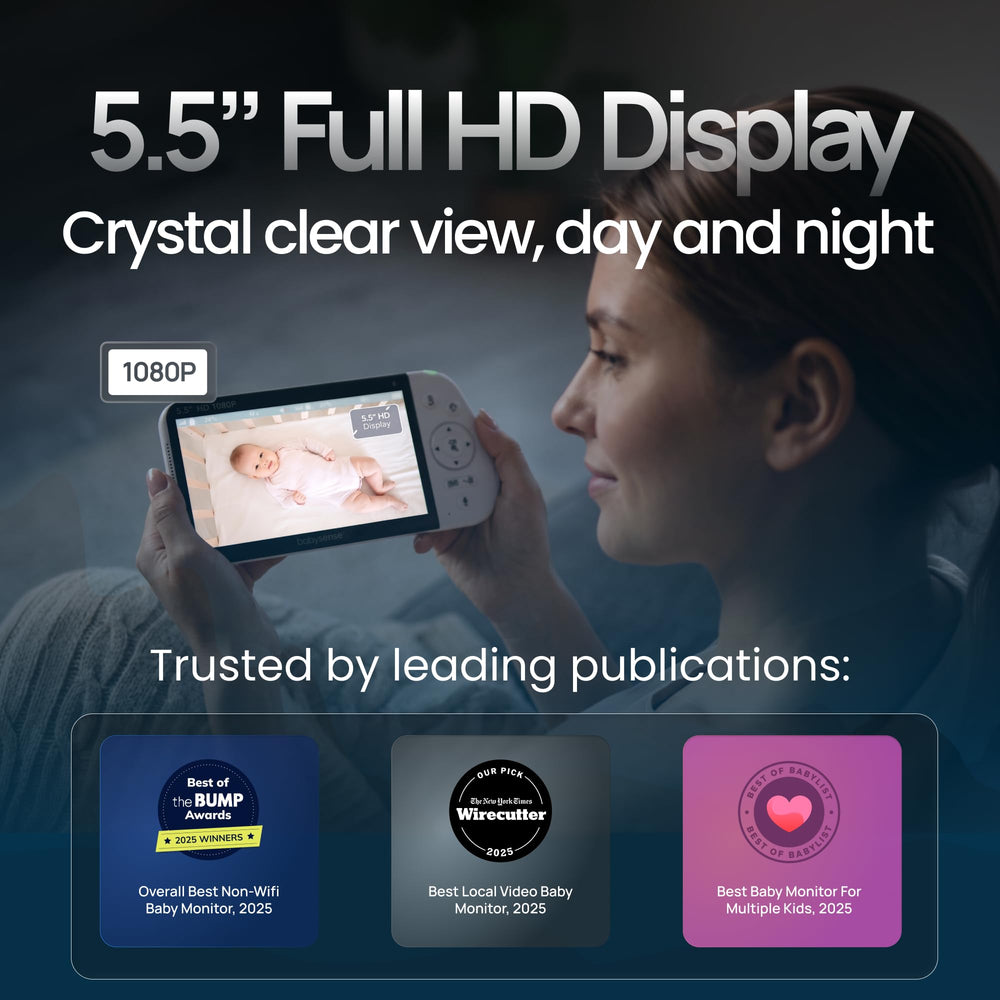 Babysense detalle de lente Full HD ofreciendo imagen nítida día y noche