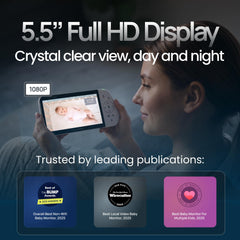 Babysense detalle de lente Full HD ofreciendo imagen nítida día y noche