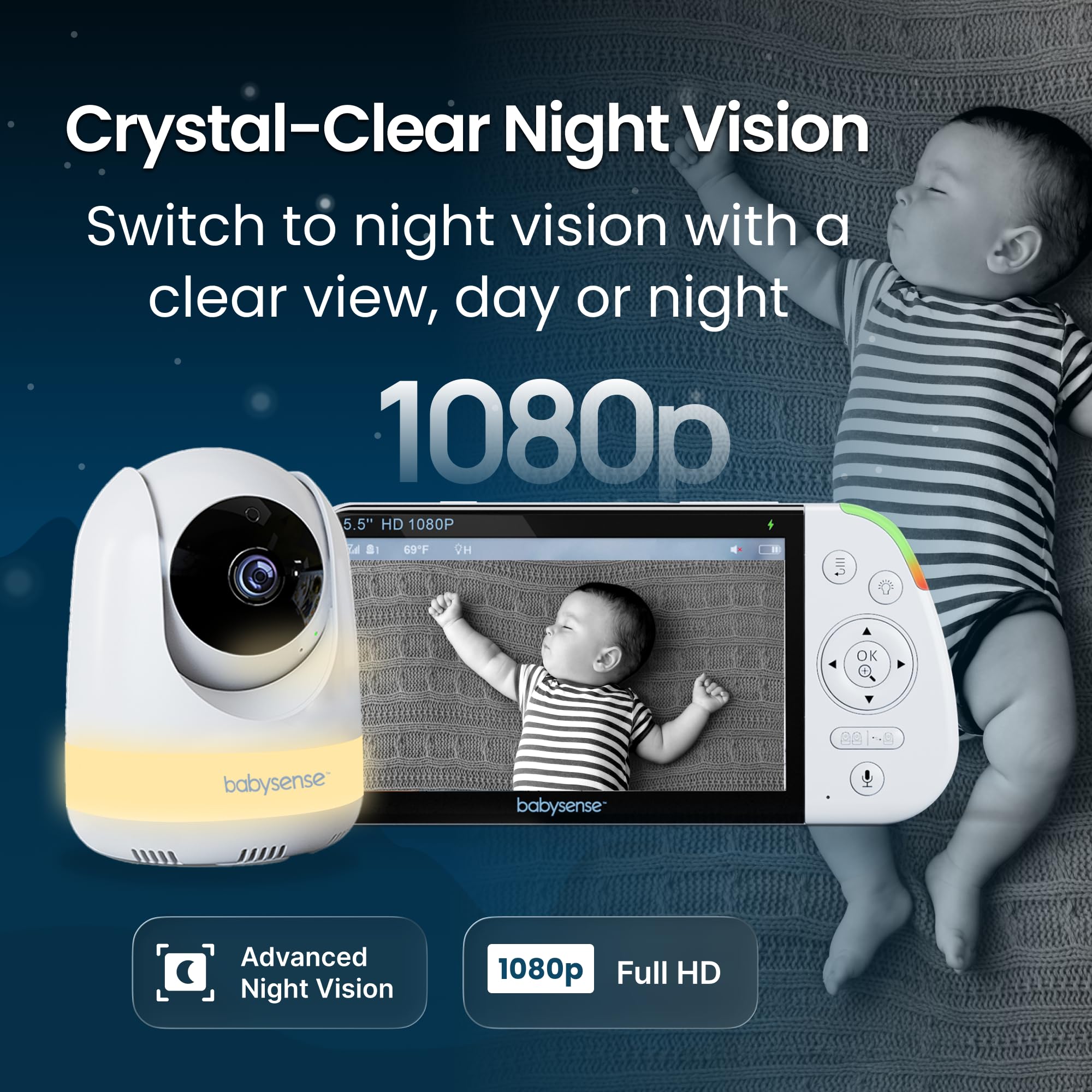 Babysense comparación de tamaño con mano para entender escala real