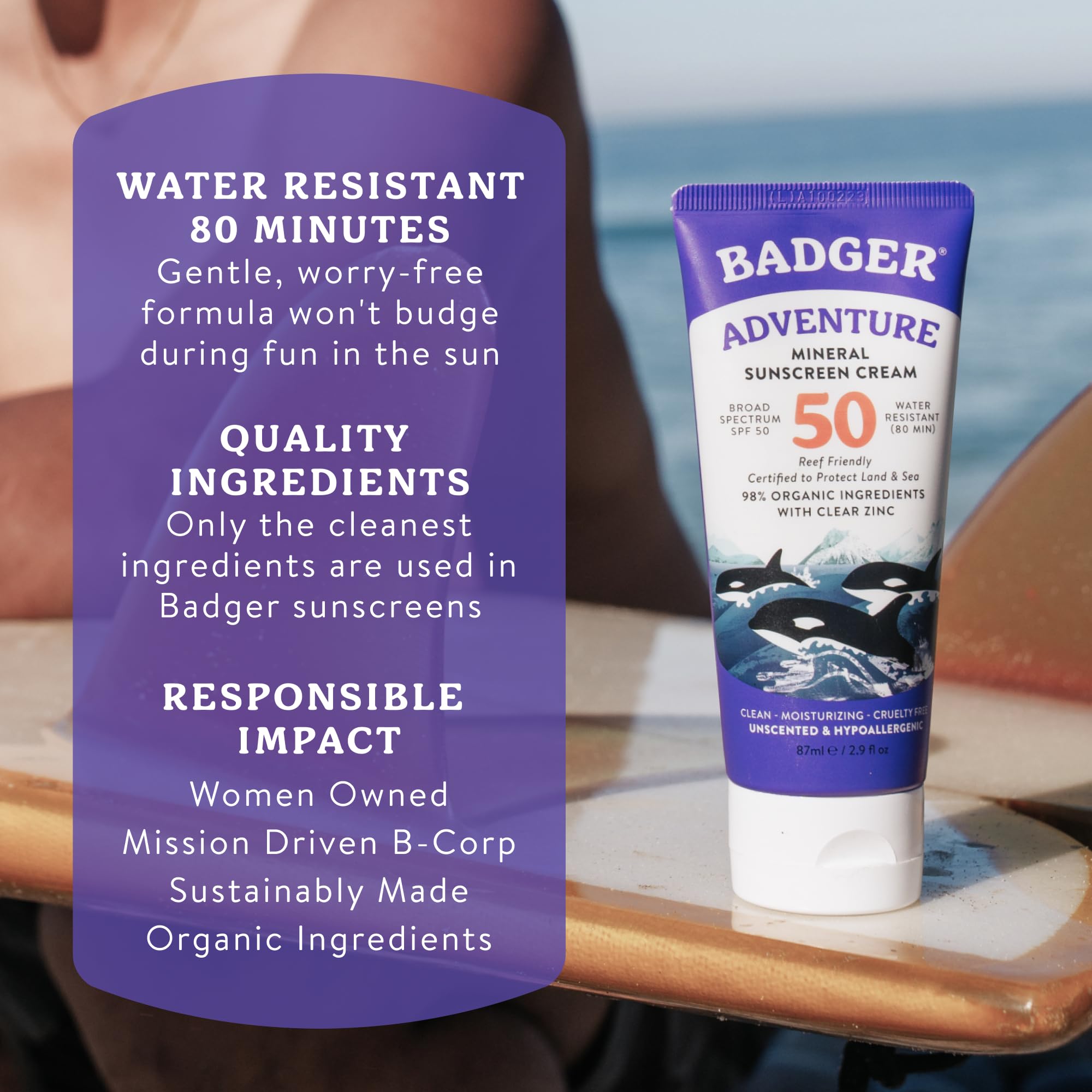 Badger etiqueta con certificaciones reef-safe y orgánicas para confianza