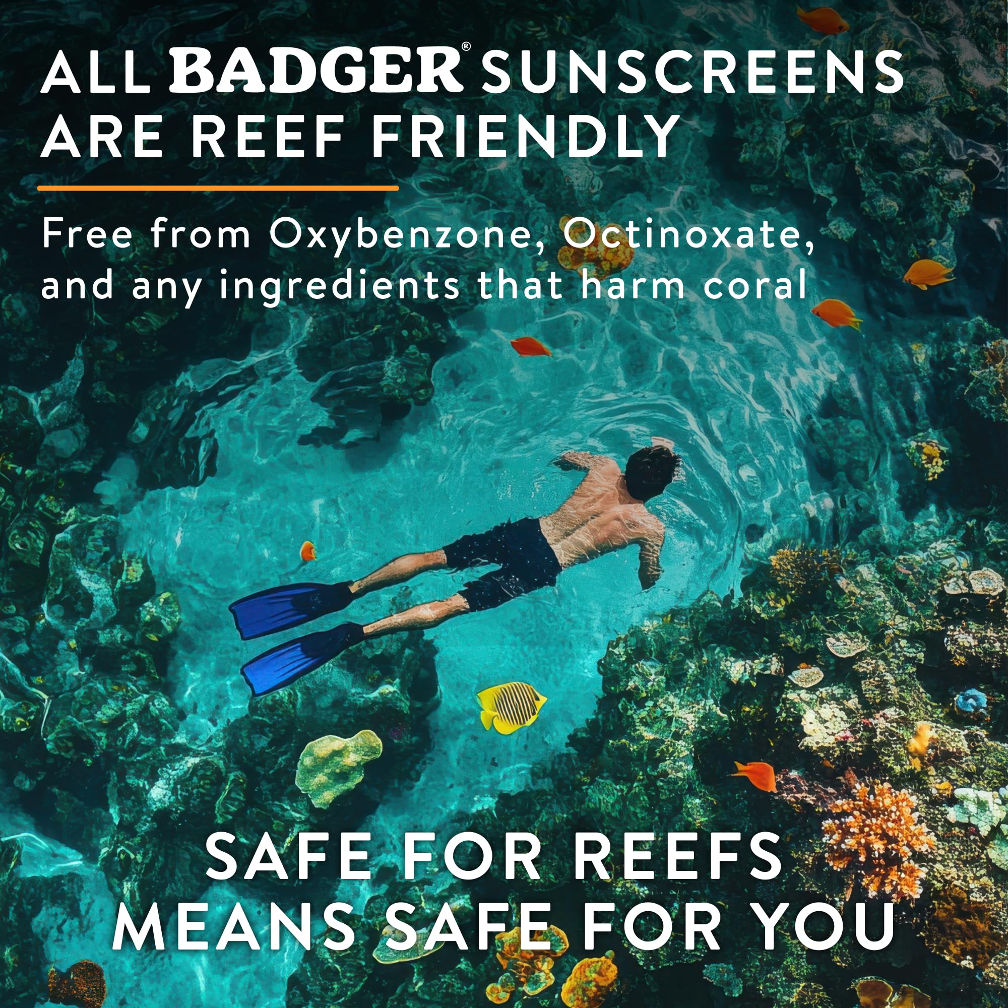 Badger etiqueta con sellos NSF y reef-safe para confianza del comprador