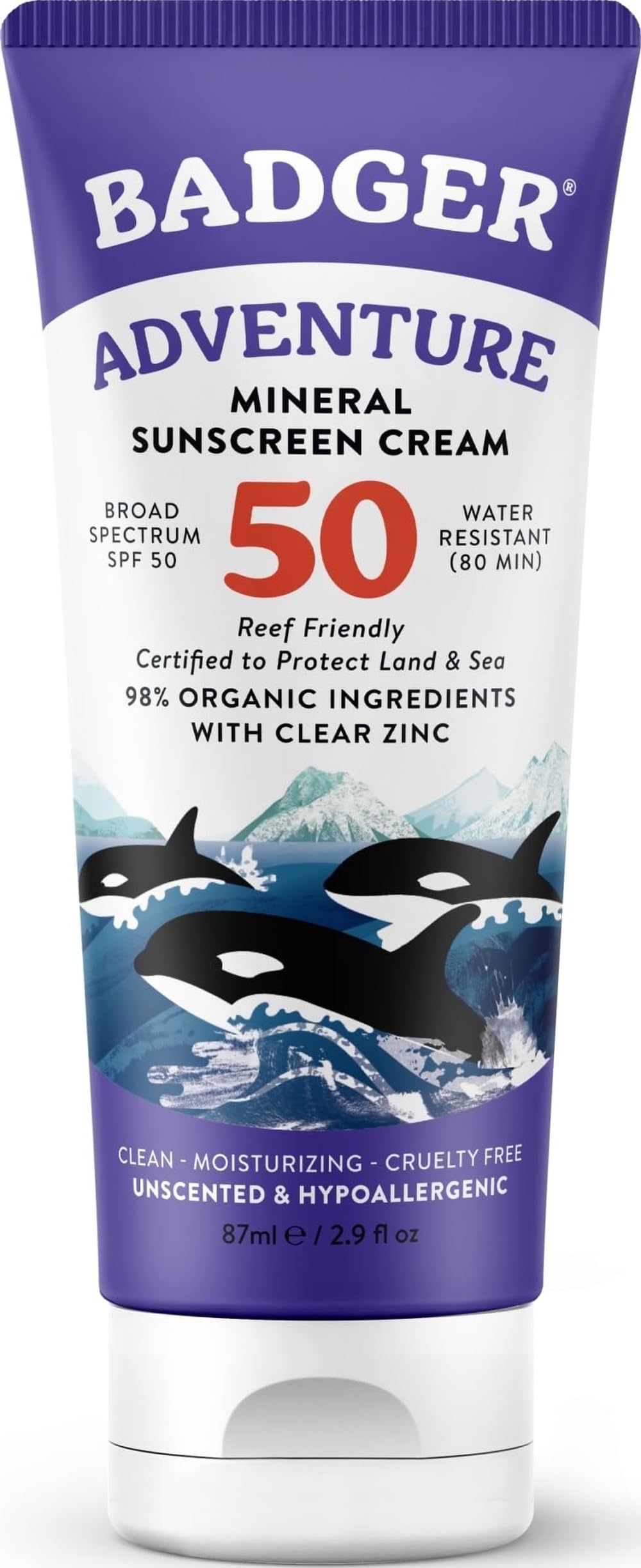 Badger frontal del tubo 2.9 fl oz mostrando tamaño portable y diseño