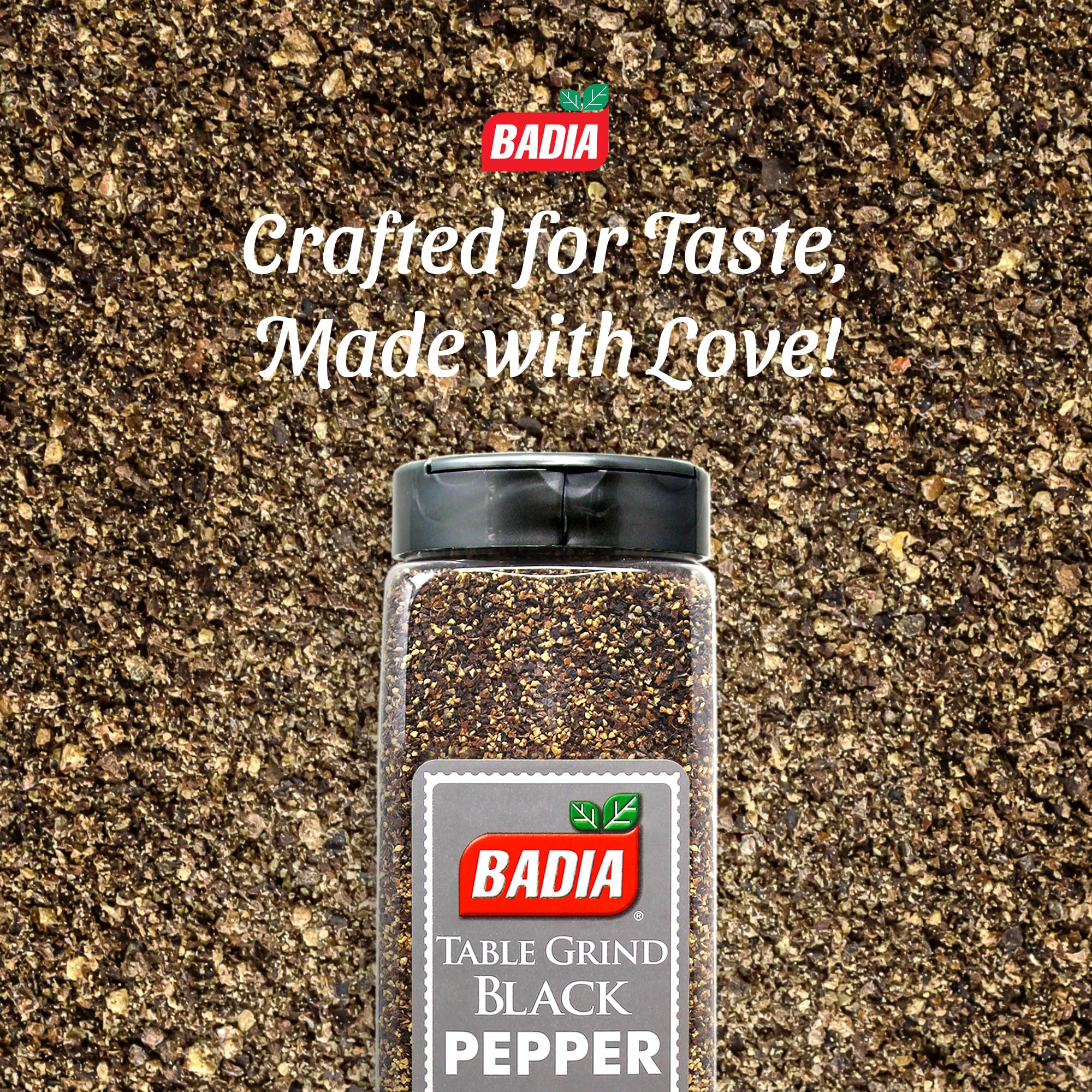 Badia bottle beside cooking ingredients showing pantry convenience and versatile use
