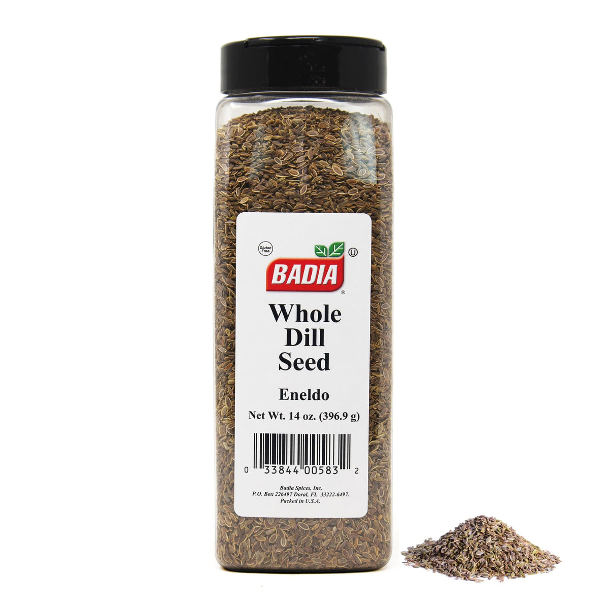 Badia semillas de eneldo, envase frontal y etiqueta clara, ideal para cocina