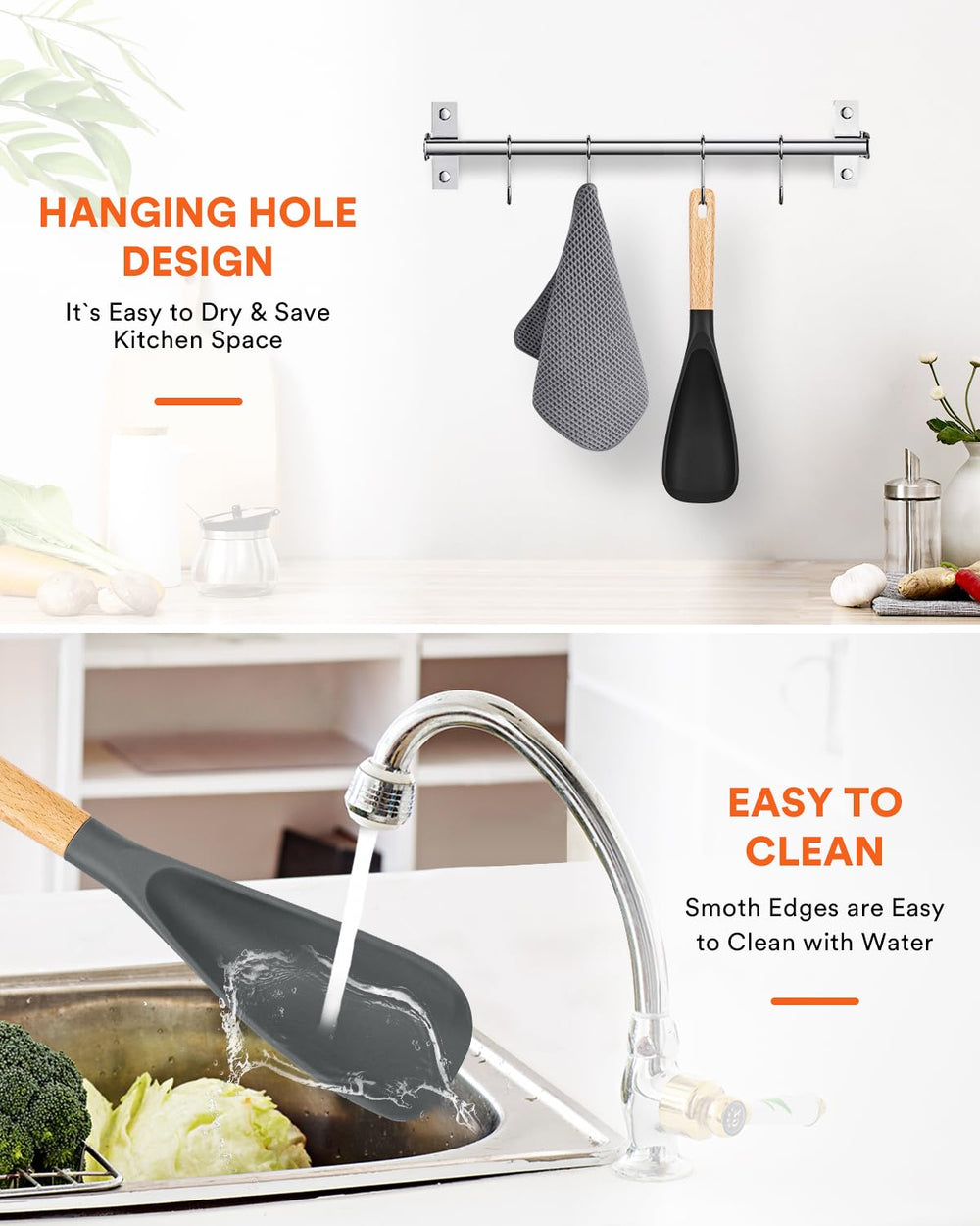 Badiano apoyada en encimera con posaherramientas evitando goteos