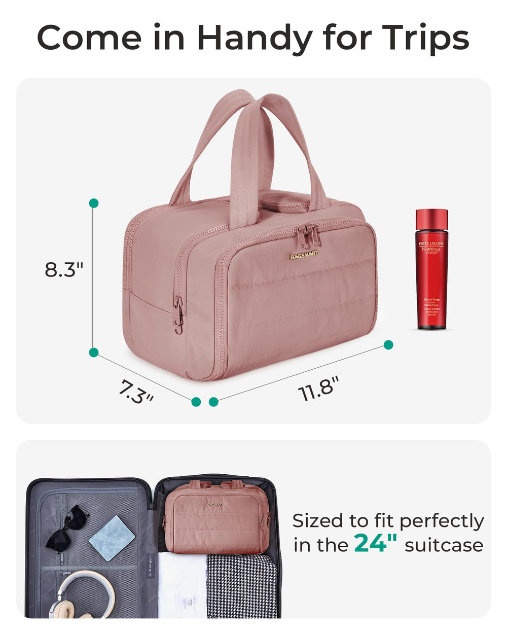BAGSMART bolsillo frontal con forro impermeable para separar artículos húmedos