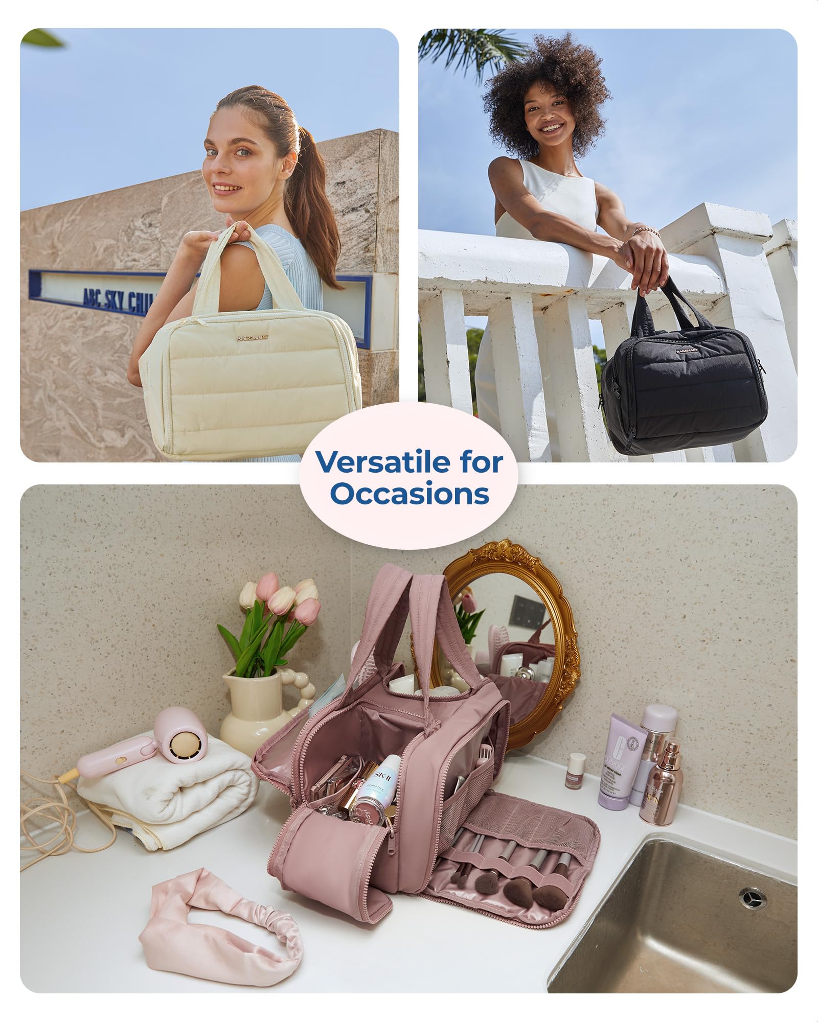 BAGSMART comparación de tamaño con objetos para visualizar capacidad real