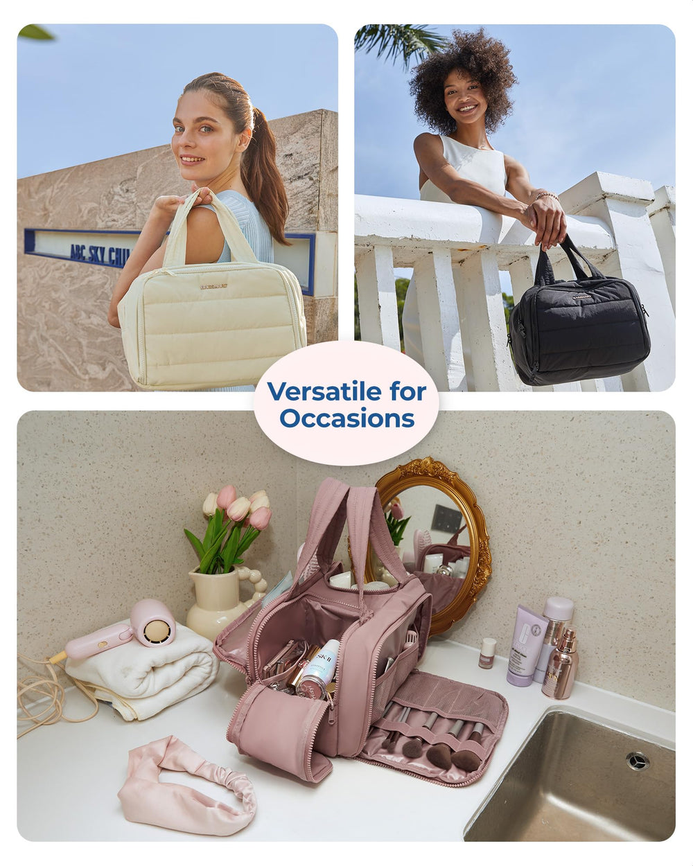 BAGSMART comparación de tamaño con objetos para visualizar capacidad real