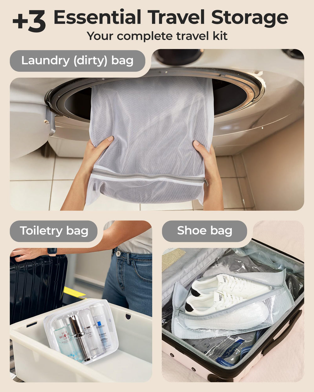 BAGSMART detalle del material PA+PE resistente y protección contra humedad