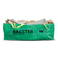 WM Waste Management saco BAGSTER 3CUYD frente del empaque mostrando color verde y etiqueta