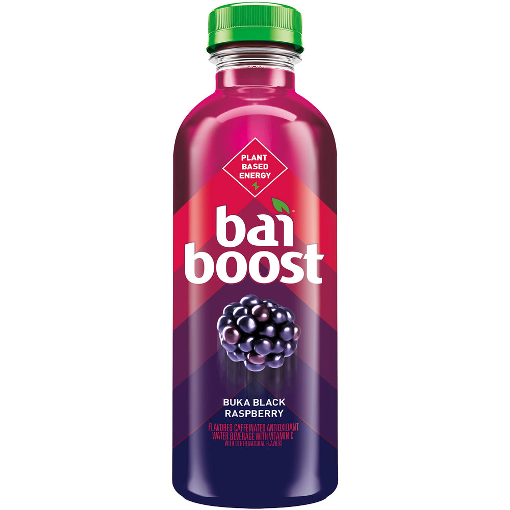 Detalle de etiqueta Bai Boost mostrando información y beneficio antioxidante