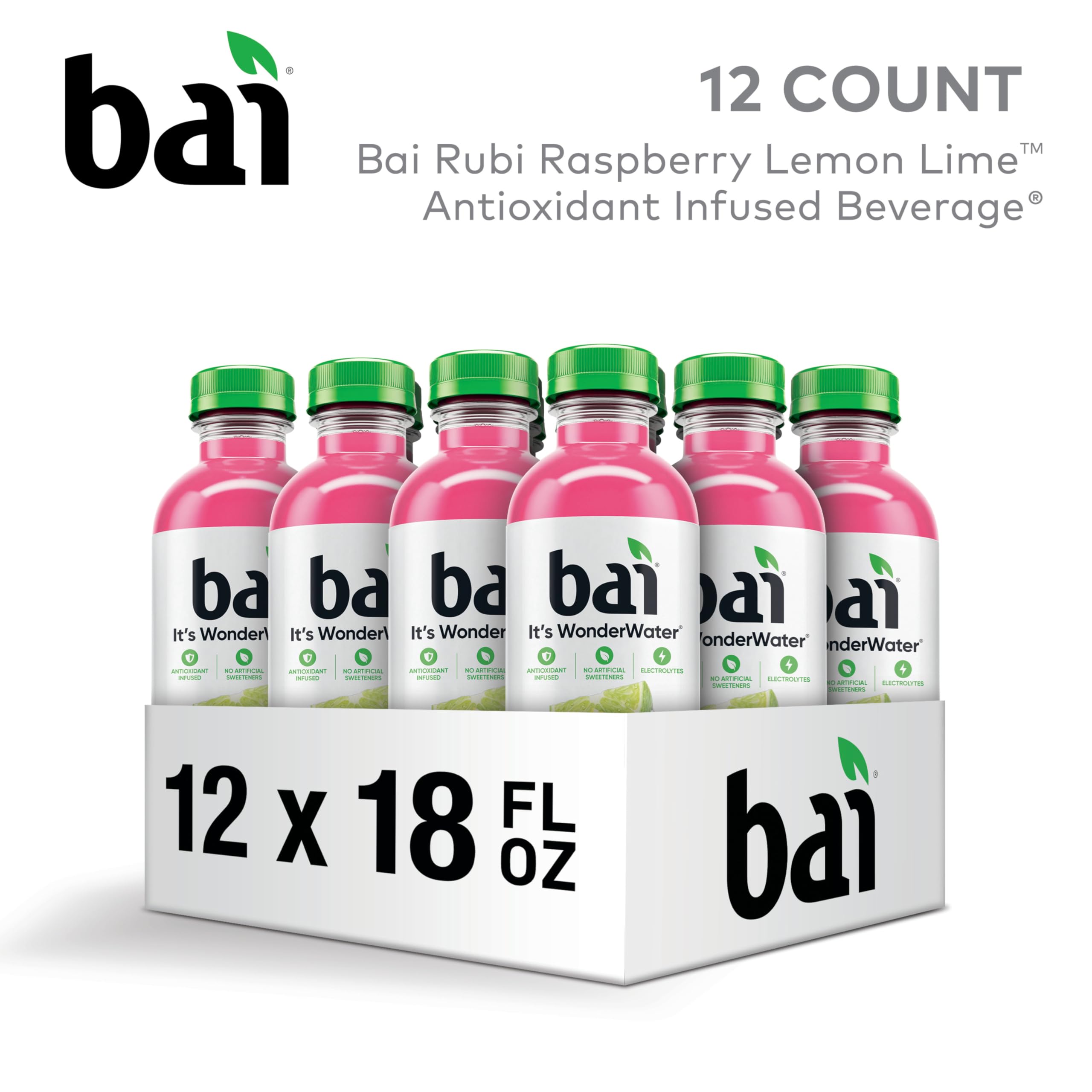 Bai primer plano de etiqueta que resalta antioxidantes y vitamina C