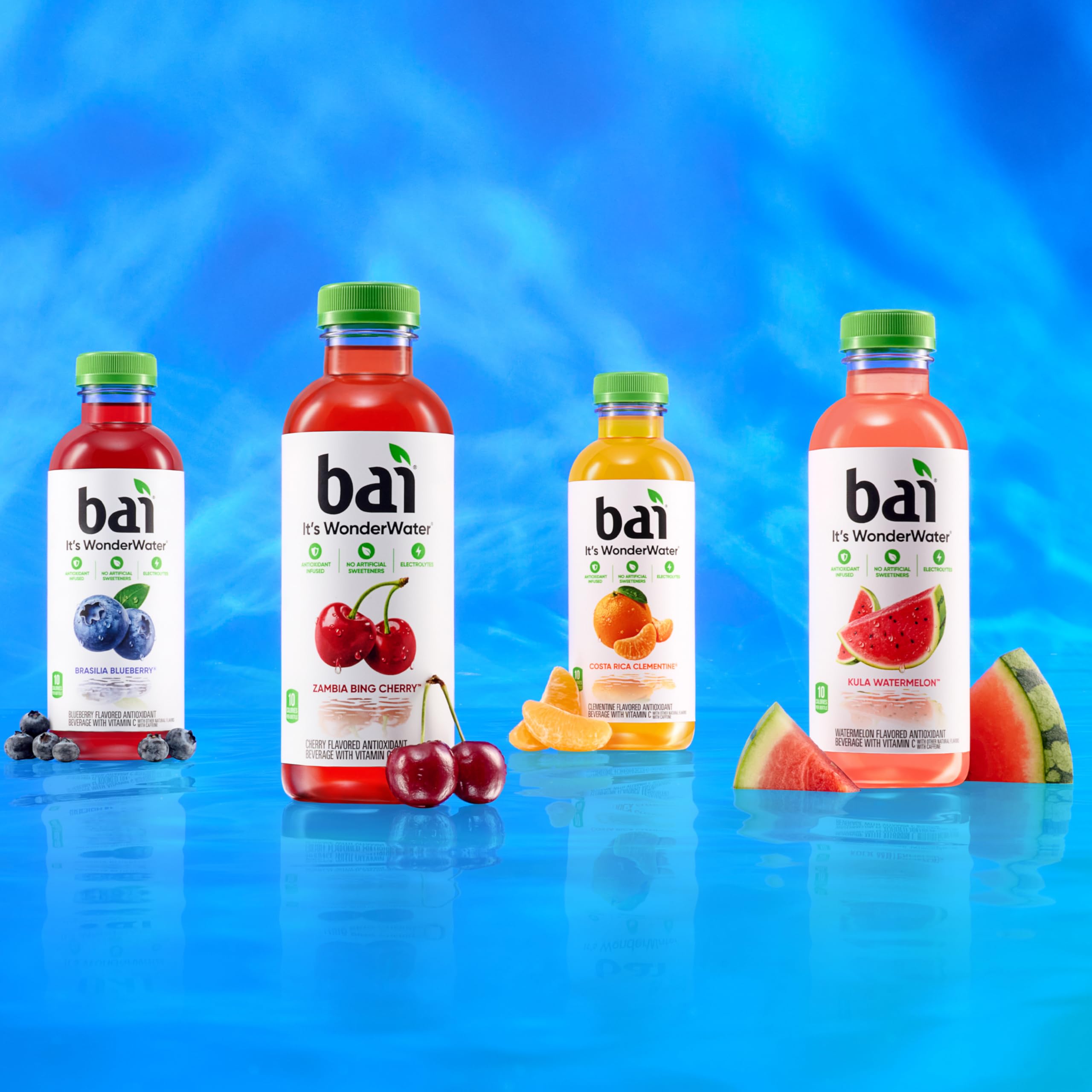 Paquete de 12 botellas Bai Kula Watermelon listo para almacenamiento doméstico