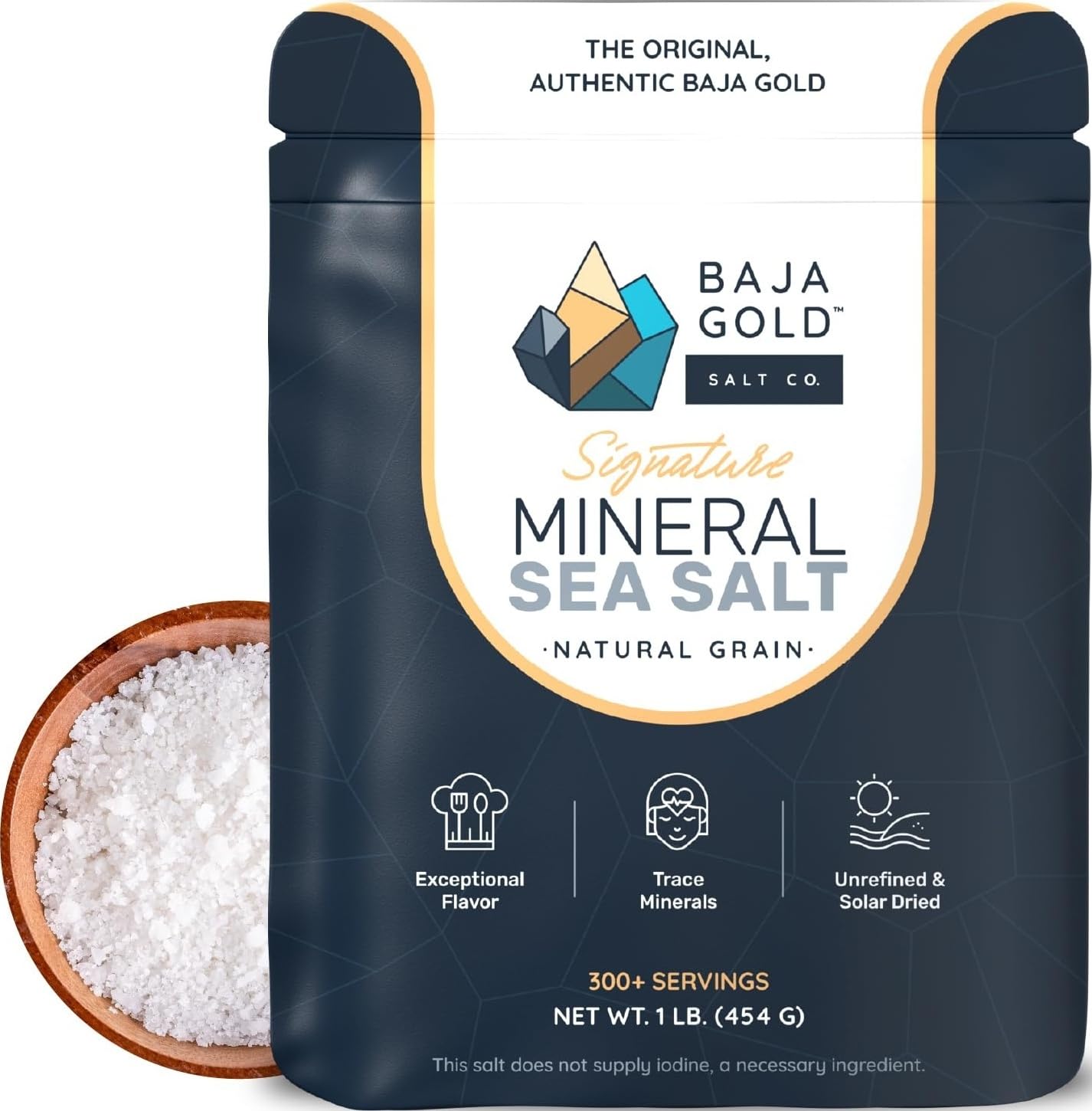 Baja Gold frente del empaque mostrando bolsa resellable y marca