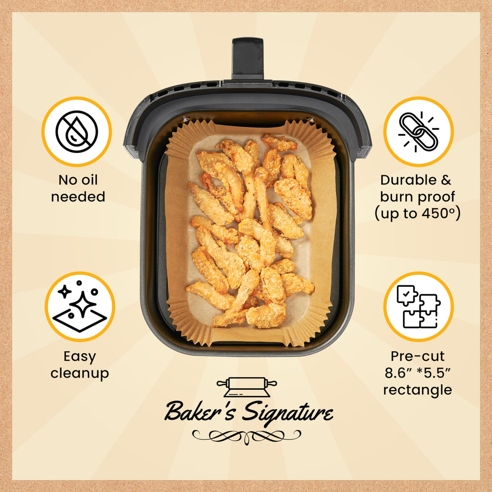 Baker's Signature etiqueta que destaca material sin blanquear y tranquilidad