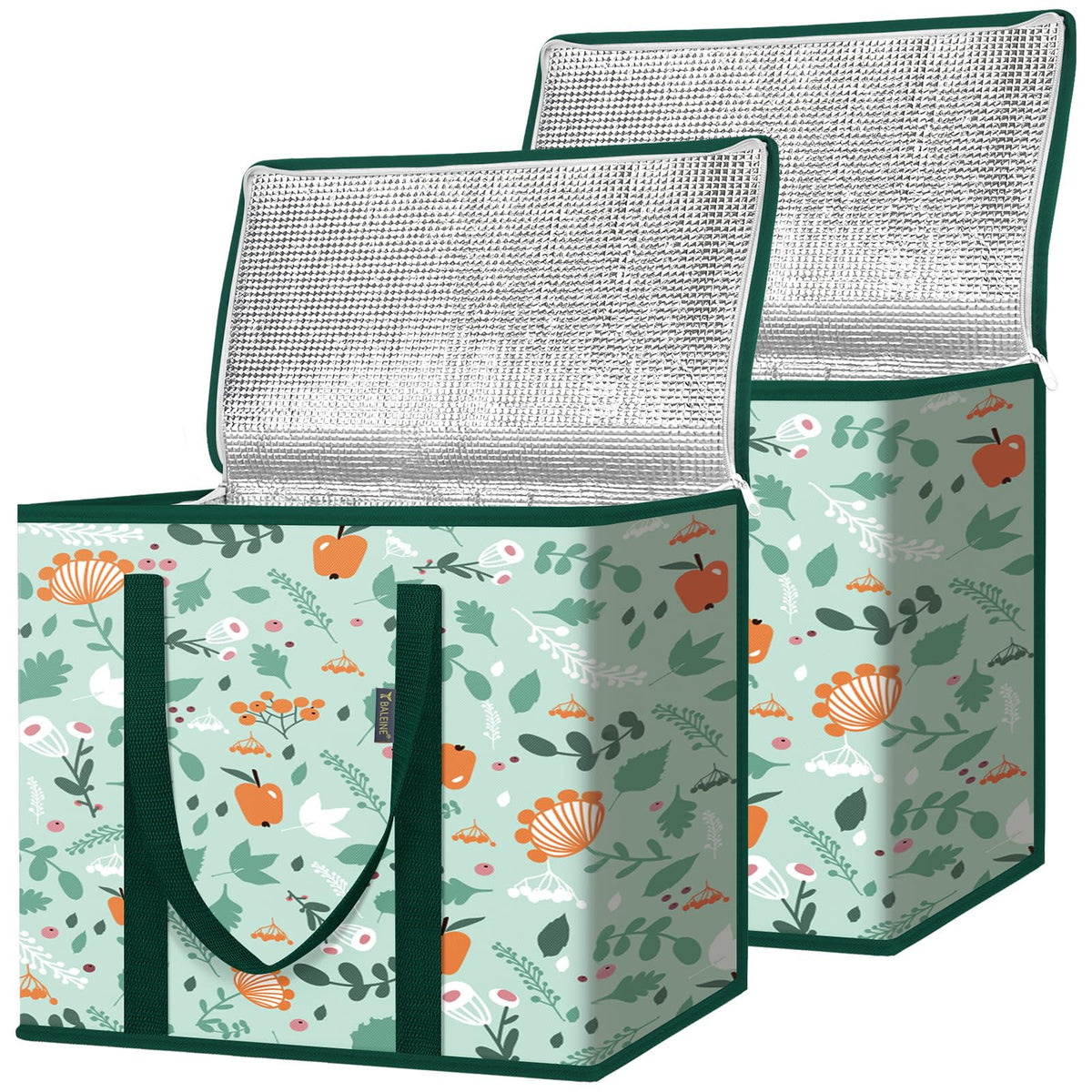 BALEINE vista frontal paquete de 2 bolsas, gran capacidad para compras
