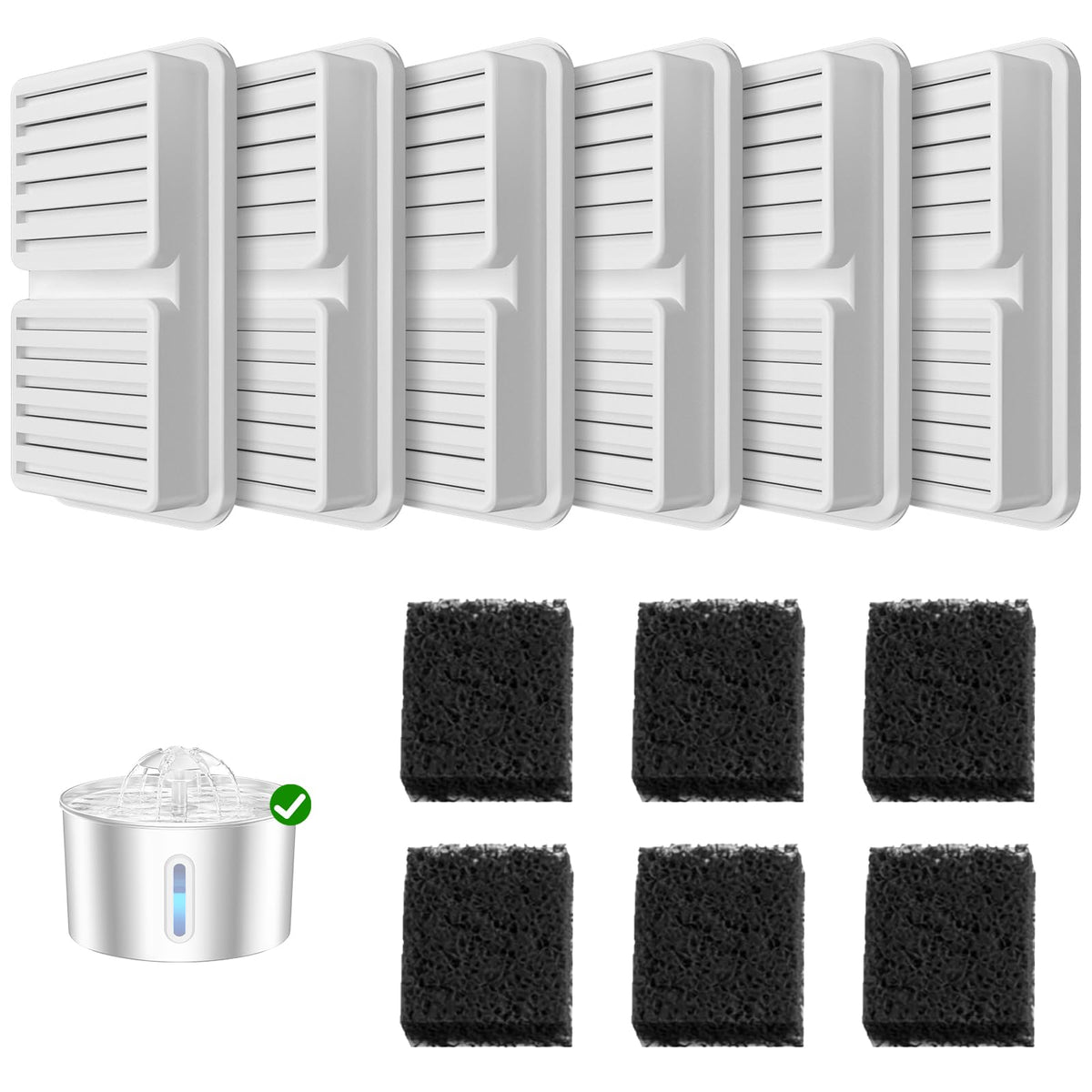 BalimoPet filtro pack frontal mostrando los 6 cartuchos para agua limpia