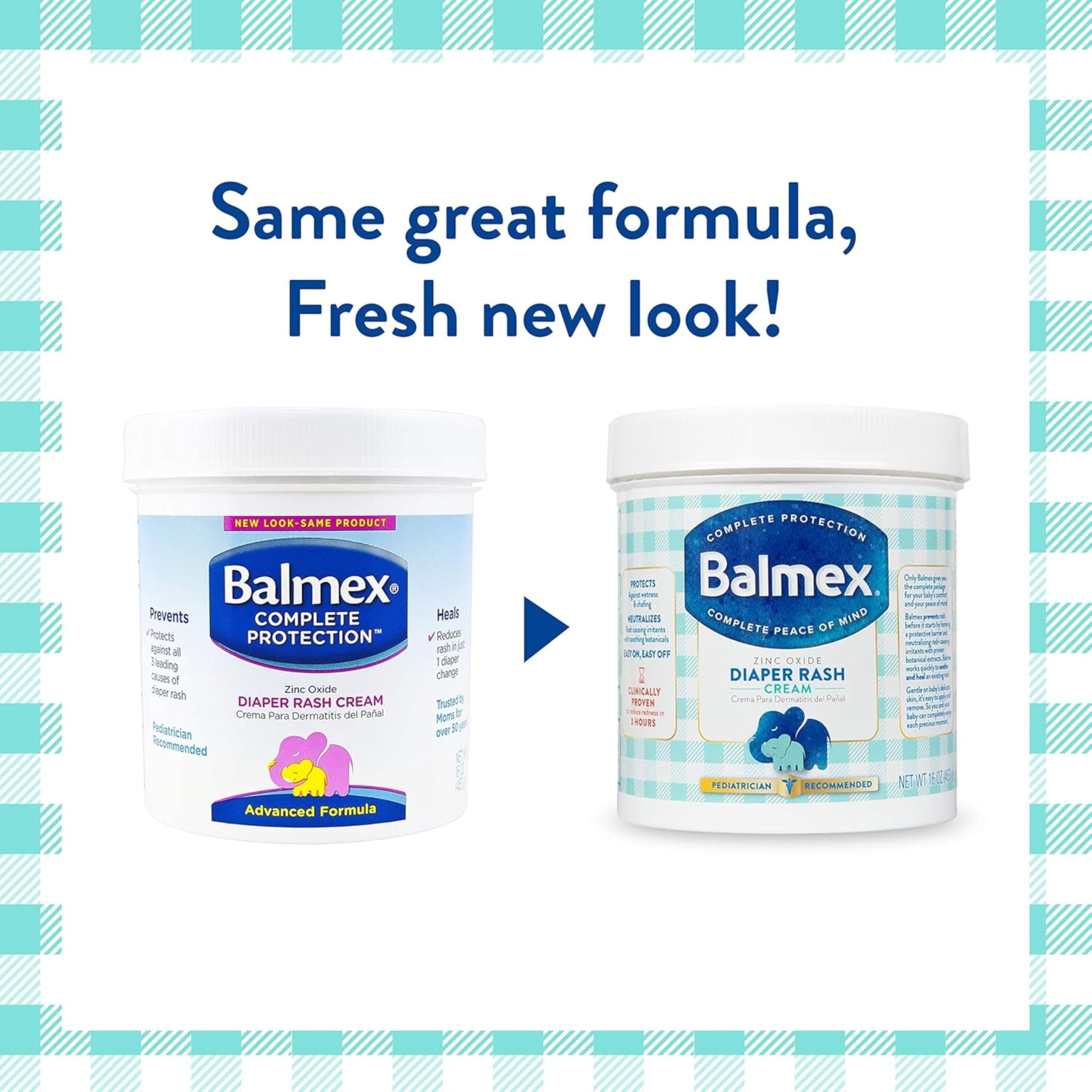 16oz Balmex next to diaper pack showing size and long-lasting use