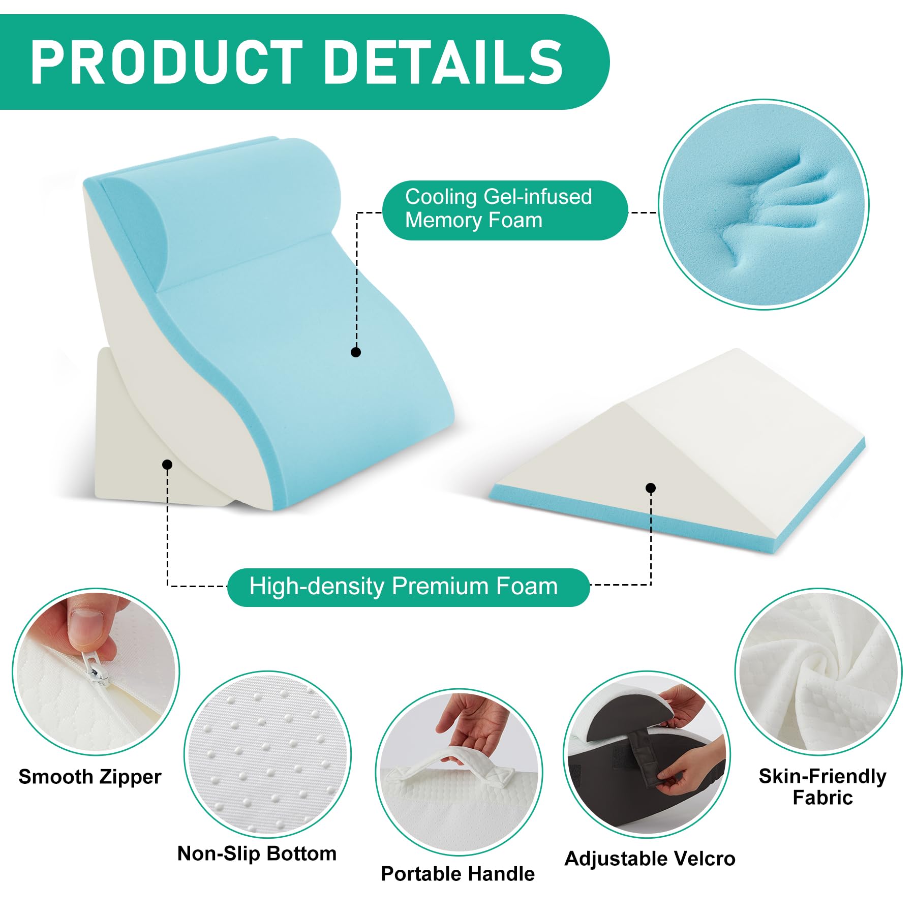 Bambulex cuñas combinadas sobre cama demostrando ajustes y estabilidad