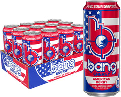 Lata Bang American Berry frontal con diseño patriótico y atractivo visual