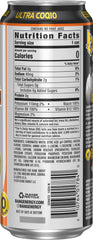 Bang Any Means Orange lata en mano para comparar tamaño y poder de cafeína