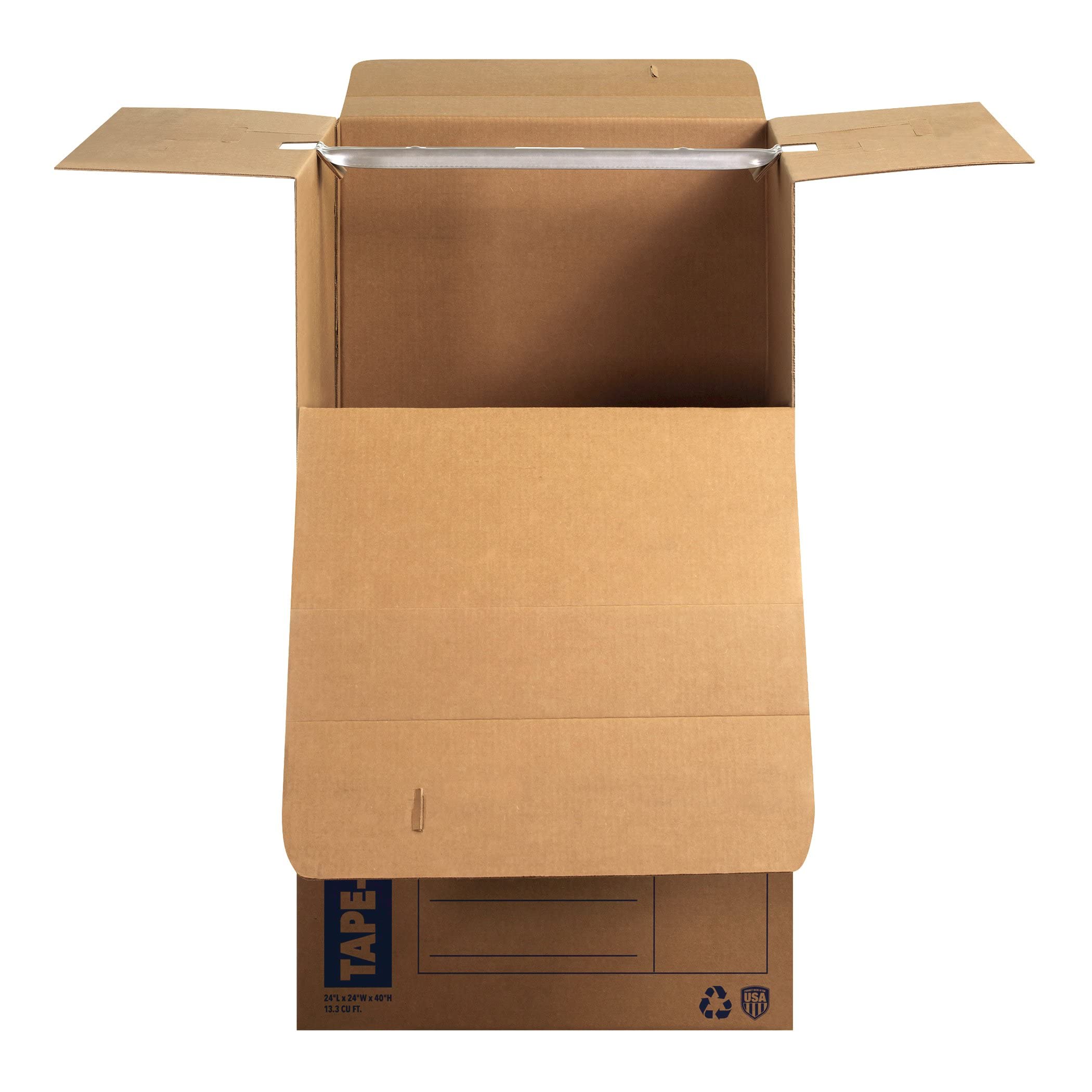 Bankers Box cajas almacenadas en estantería, optimiza espacio y protege prendas