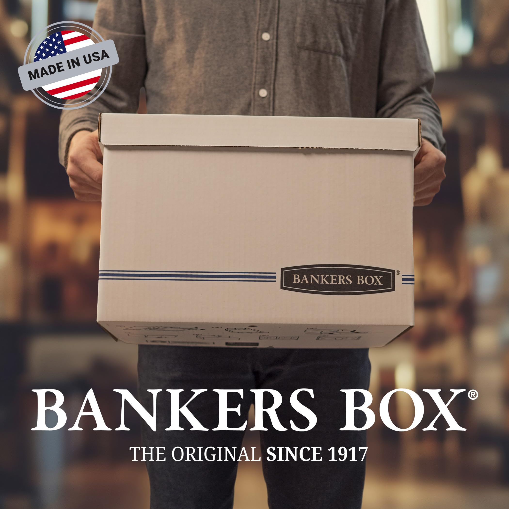 Bankers Box uso en oficina manteniendo archivos ordenados