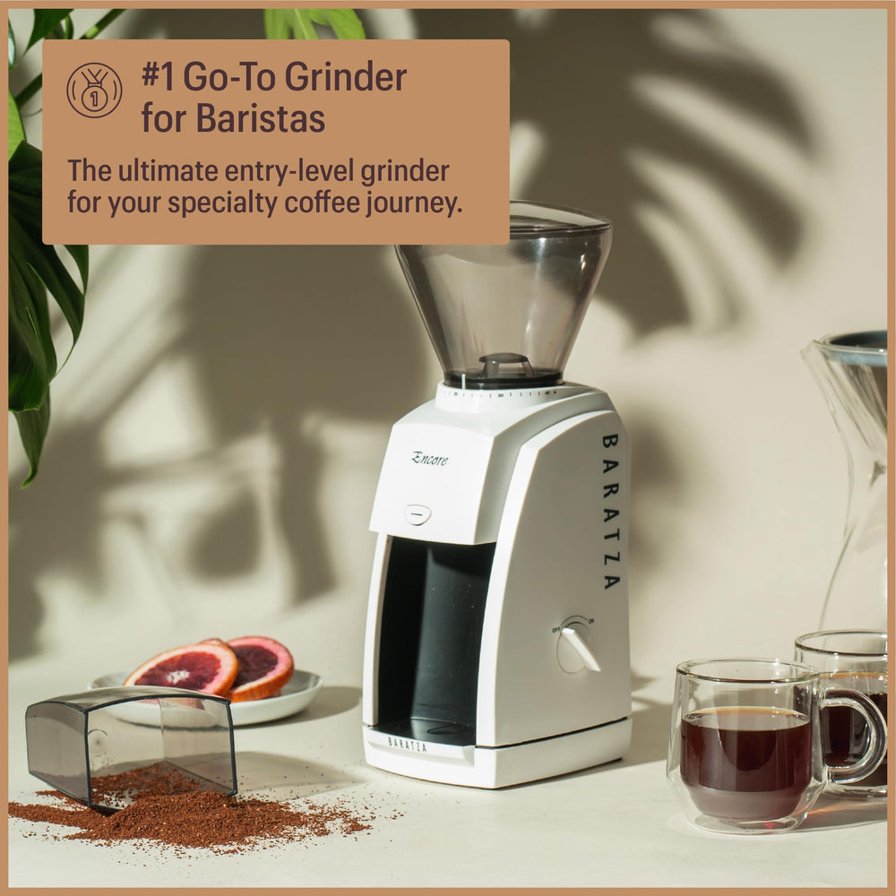 Baratza Encore botón de pulso frontal para control sencillo y preciso