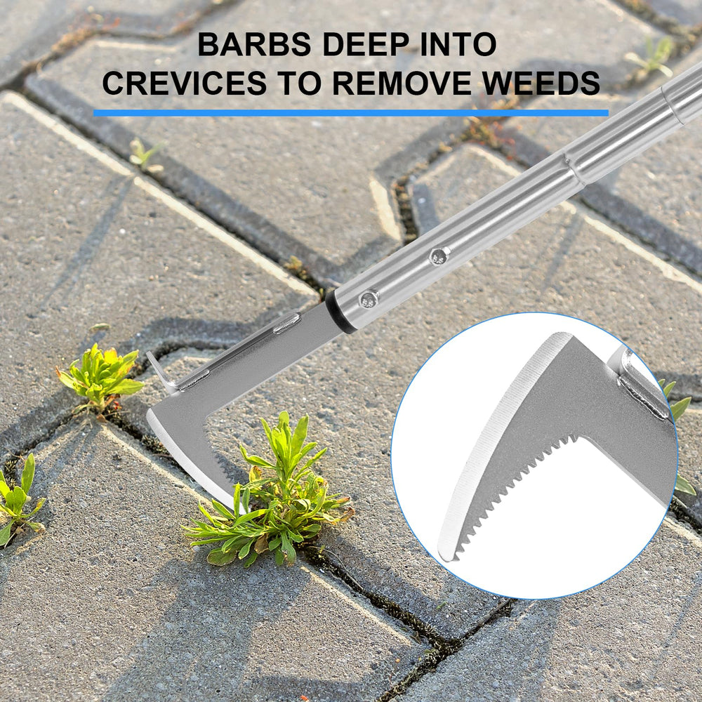 BARAYSTUS close-up of L-shaped blade showing sharp edges for deep root removal