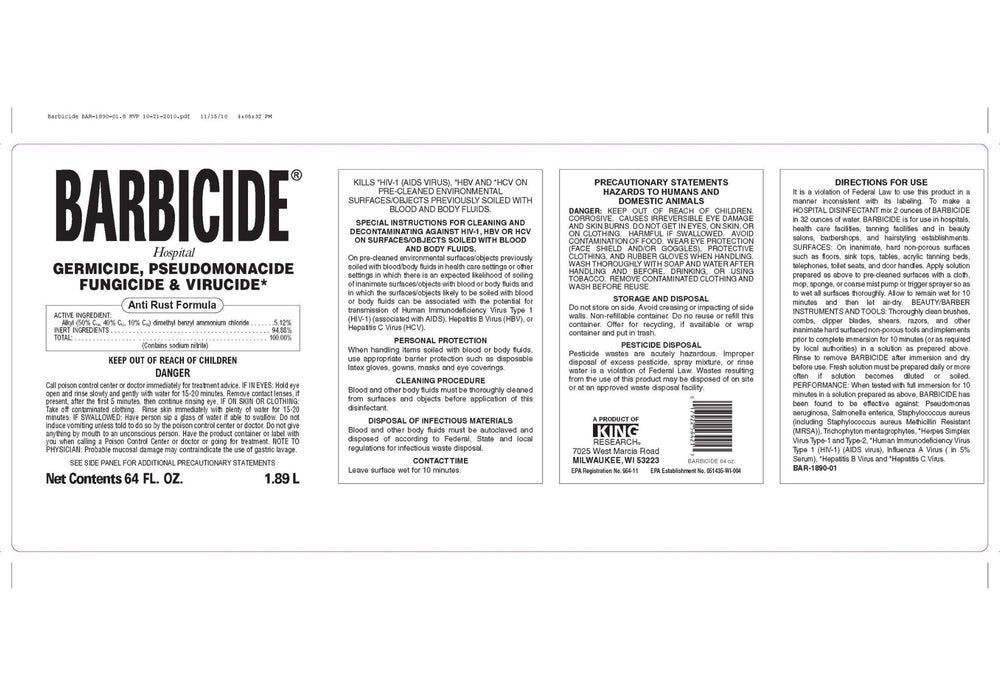 BARBICIDE dos envases almacenados ordenadamente en gabinete profesional