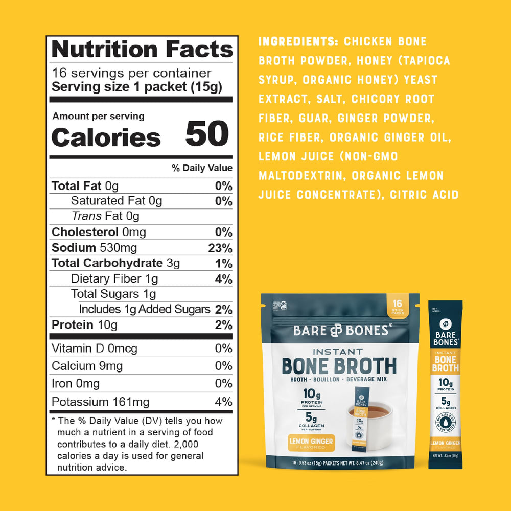 Bare Bones packet beside measuring spoon showing serving size clarity