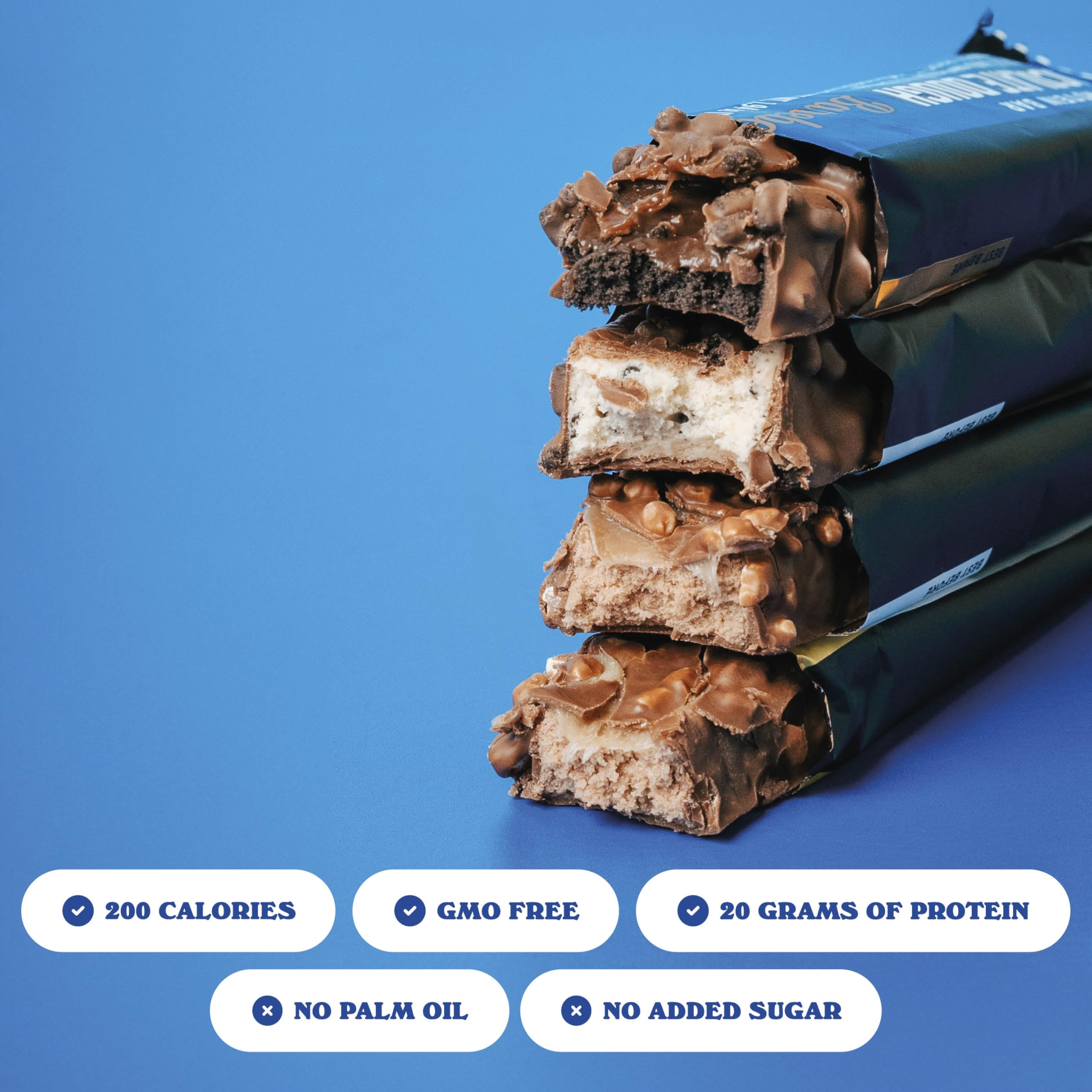Barebells barra abierta mostrando interior cremoso, ideal como snack proteico