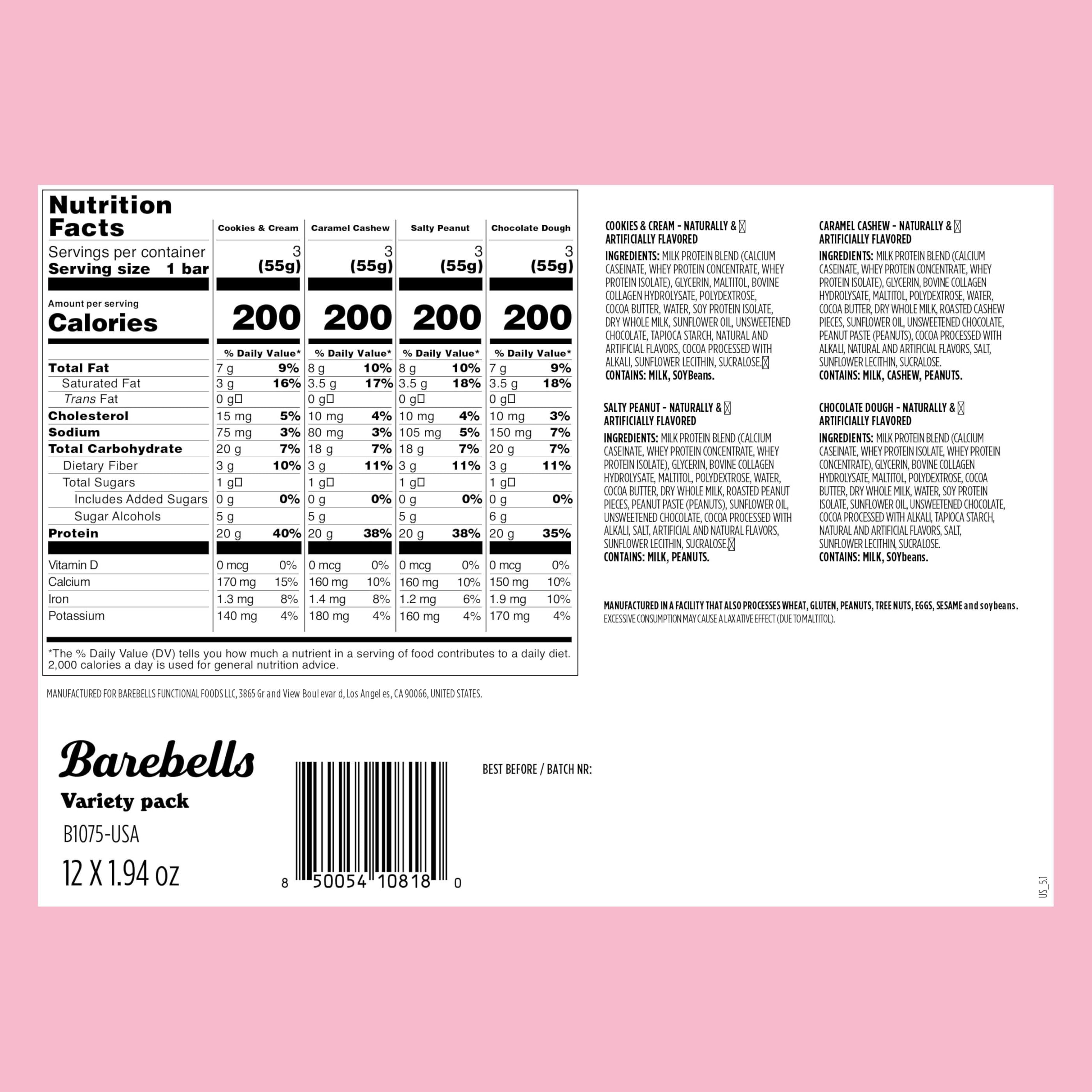 Barebells primer plano de textura de la cobertura y relleno, apetecible y suave
