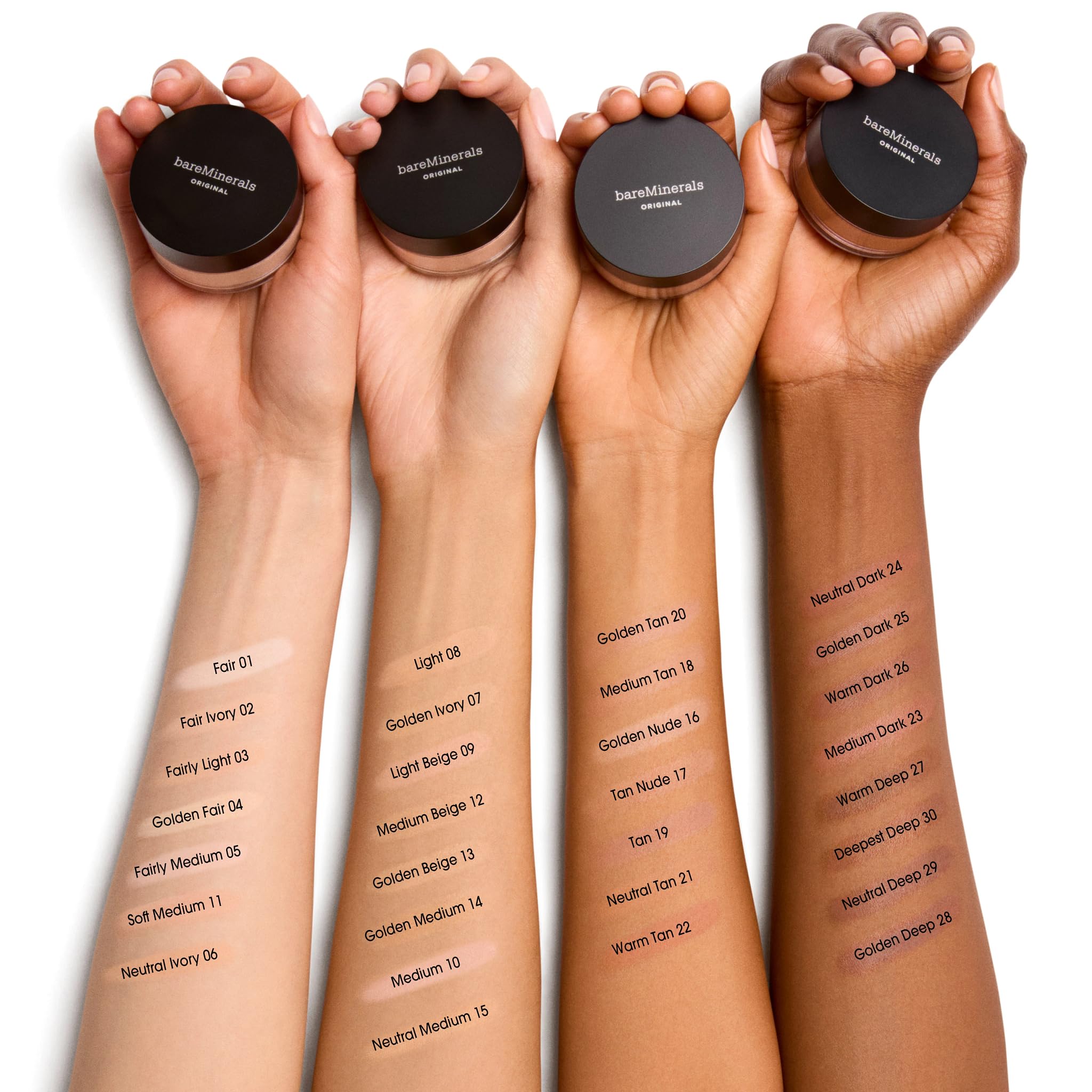 bareMinerals polvo con nota de SPF 15 resaltando protección ligera diaria