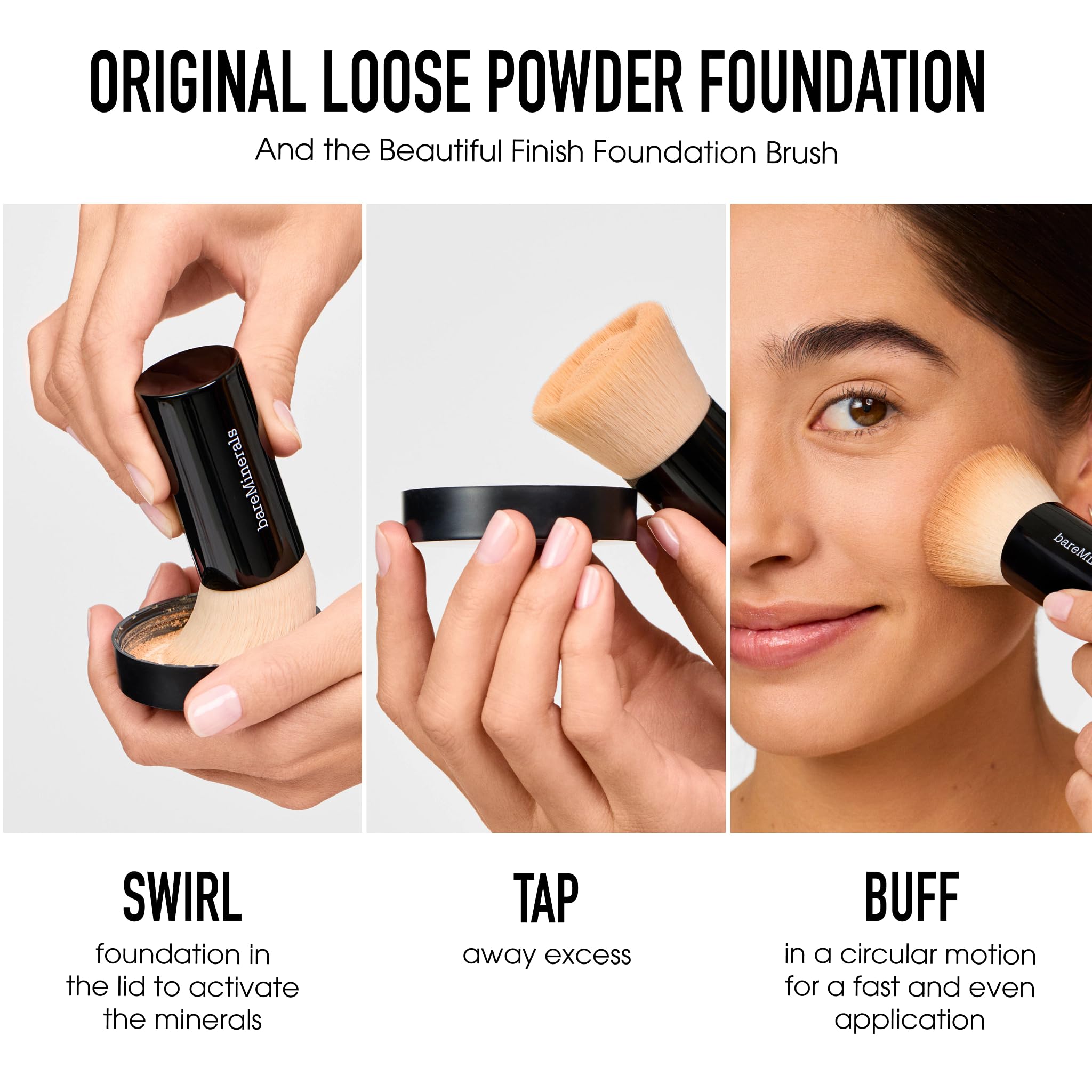 bareMinerals escena lifestyle con maquillaje diario en ambiente luminoso