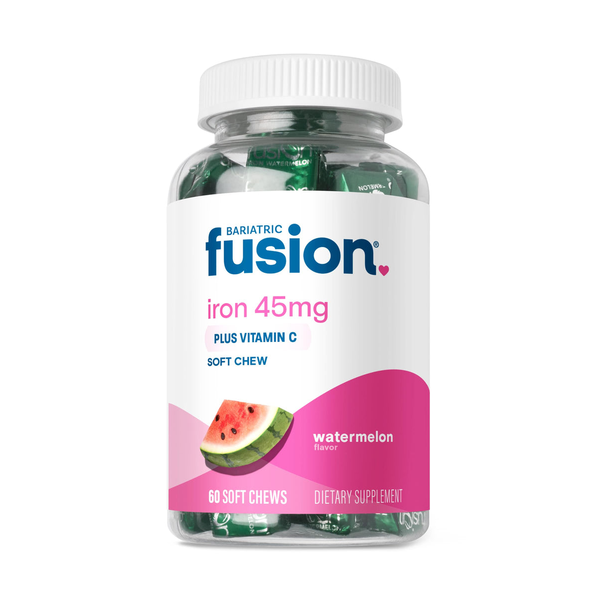 Bariatric Fusion envase frontal mostrándolo como suplemento de hierro fácil de tomar